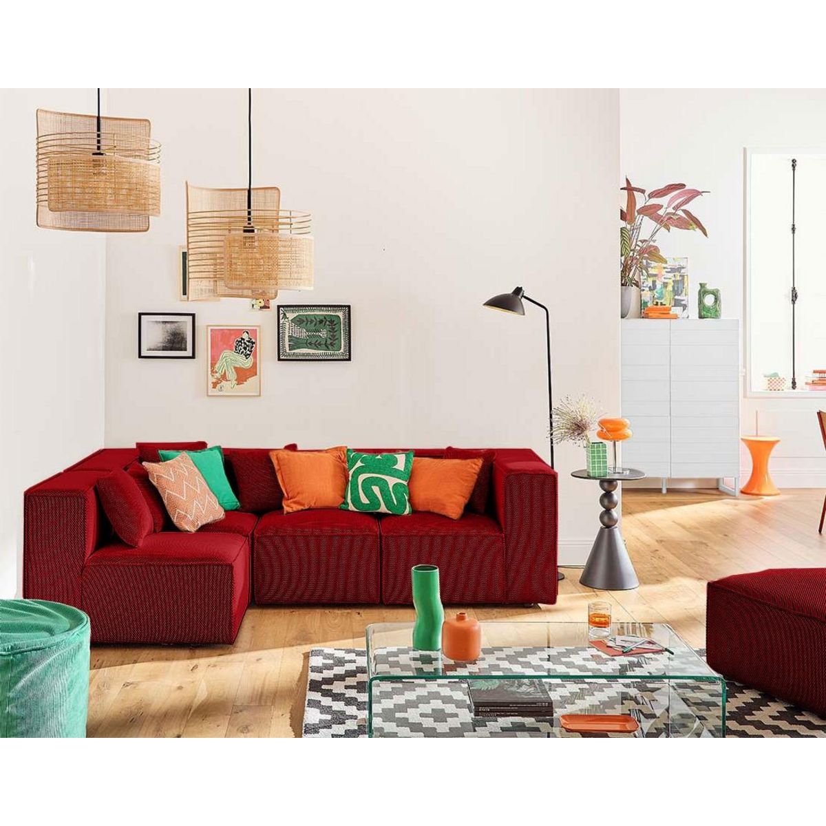 LISA DESIGN Arty - canapé modulable d'angle gauche 5 places - en tissu mailles 3d