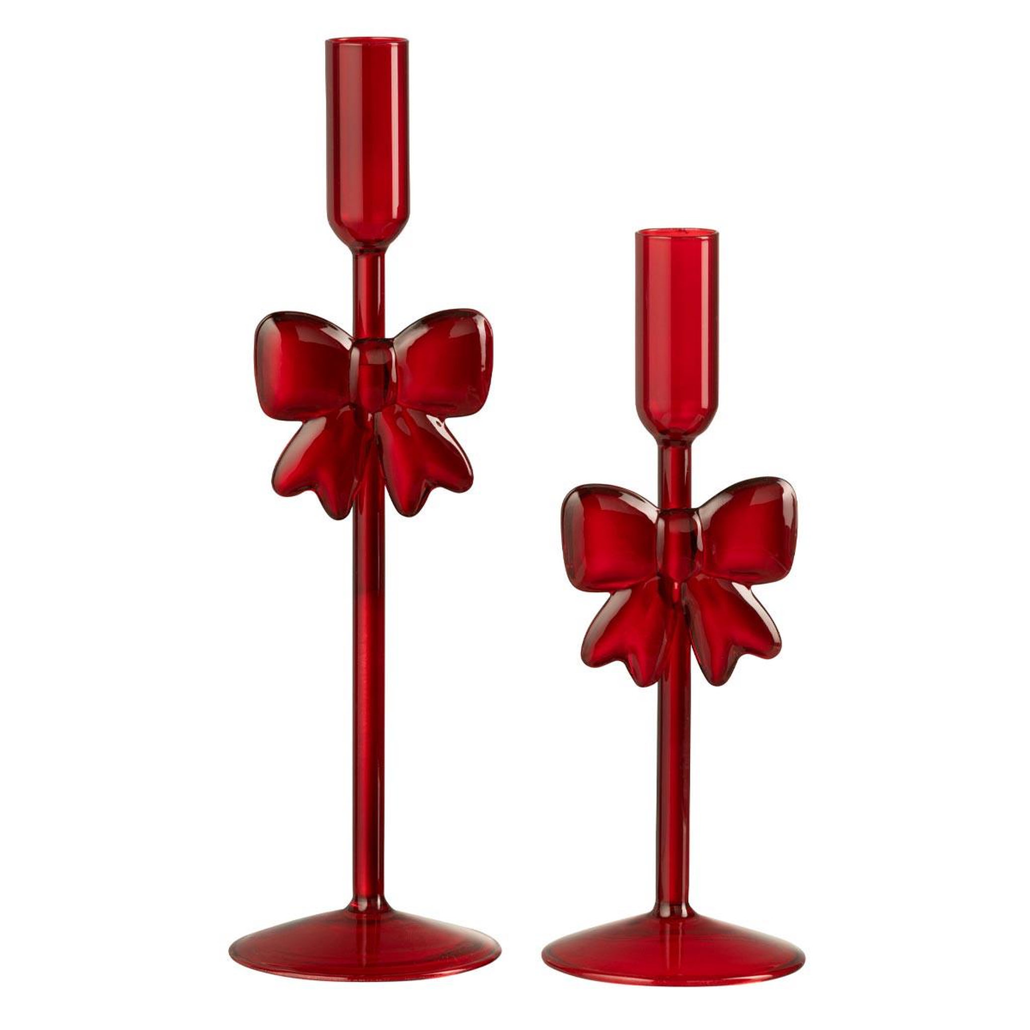 J-LINE Lot de 2 chandeliers design  nœud  27cm rouge