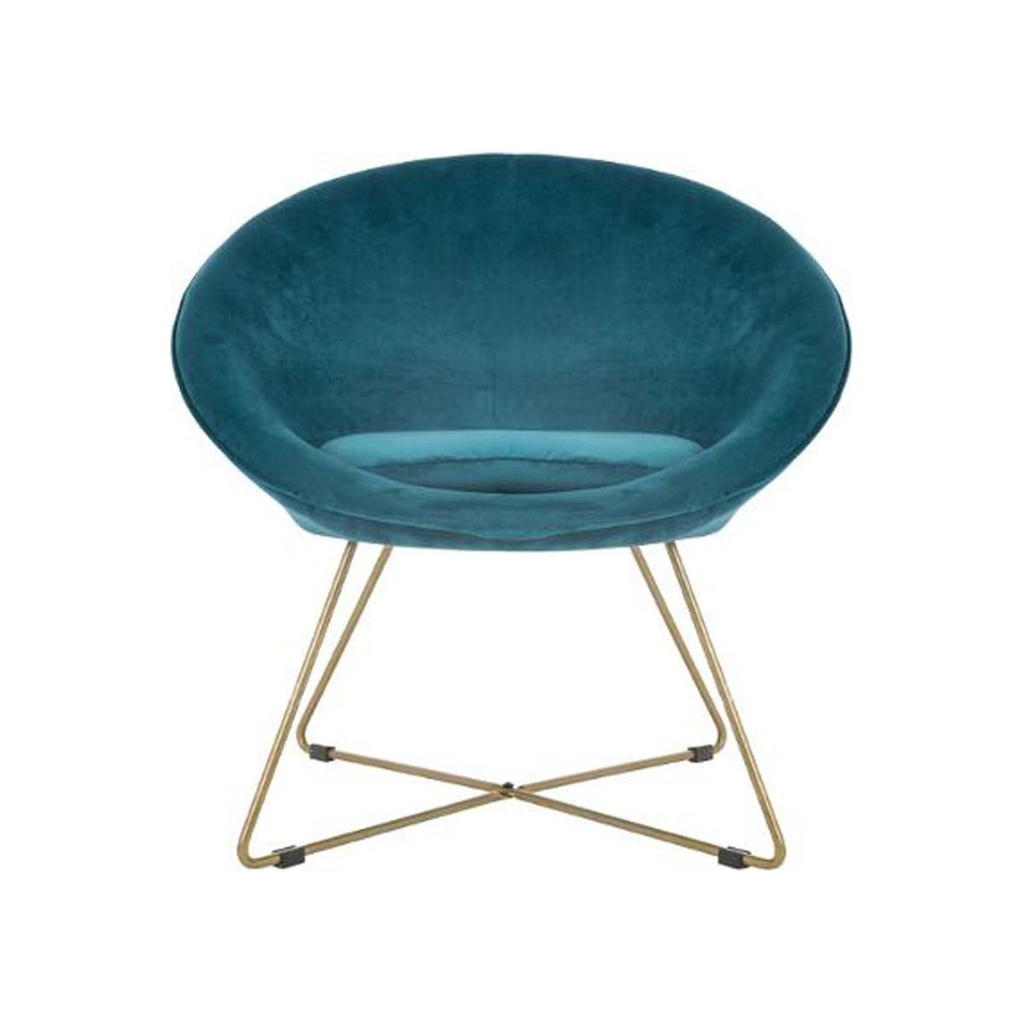 Voir la diapositive 2 : ATMOSPHERA Fauteuil design en velours  gold evan  76cm bleu