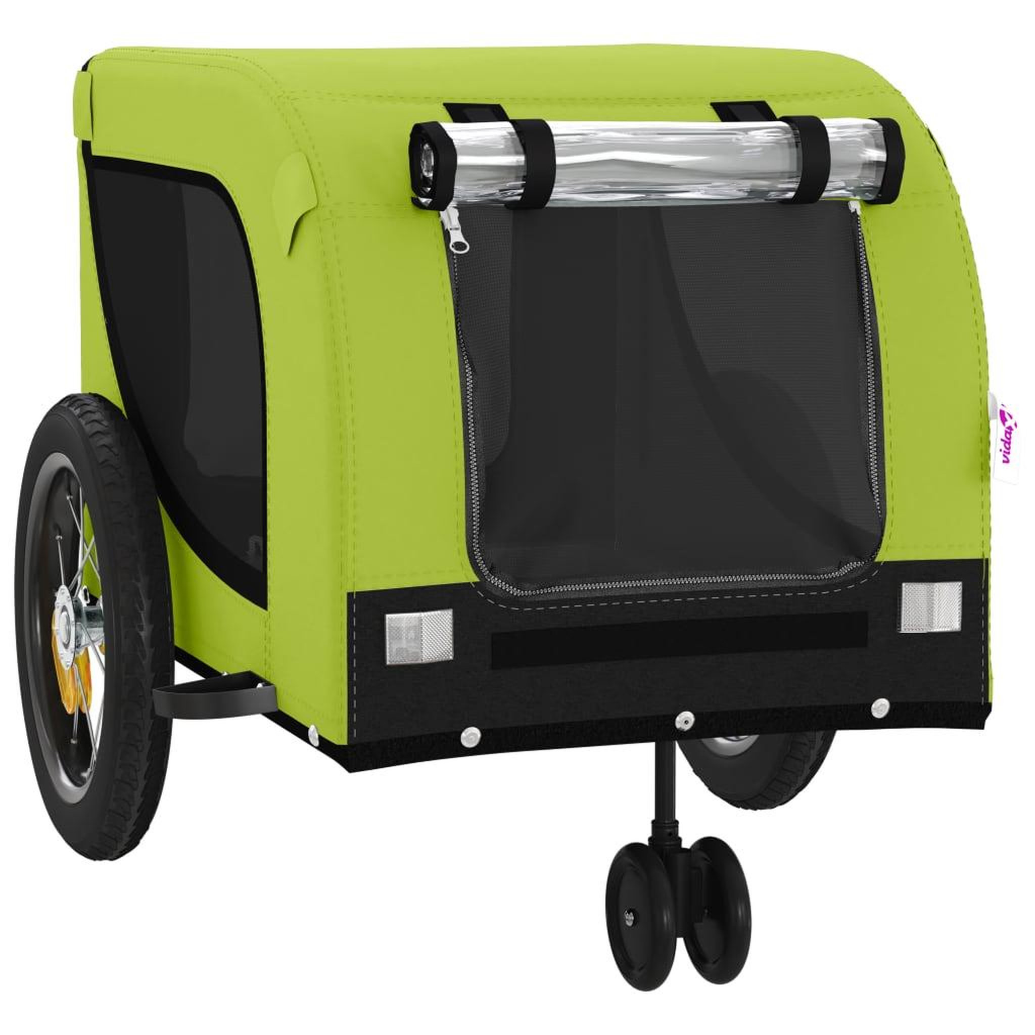 Voir la diapositive 4 : VIDAXL Remorque de velo pour animaux de compagnie vert et noir