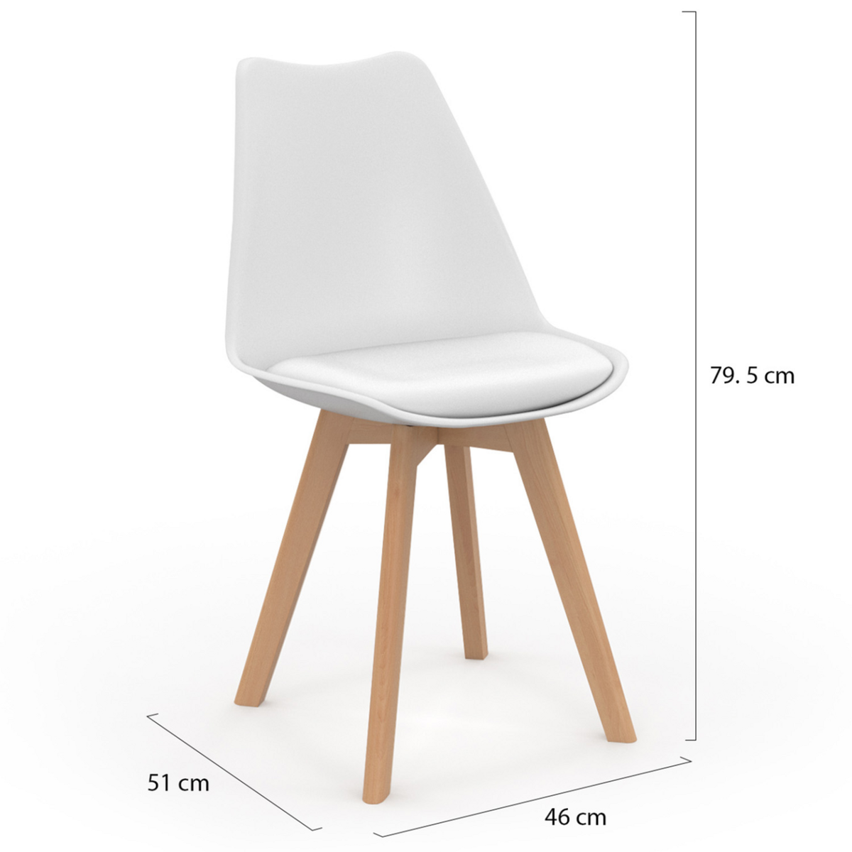 ID MARKET Lot de 8 chaises scandinaves SARA blanches pour salle à manger