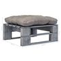 Voir la diapositive 3 : VIDAXL Repose-pied palette de jardin avec coussin en gris gris bois