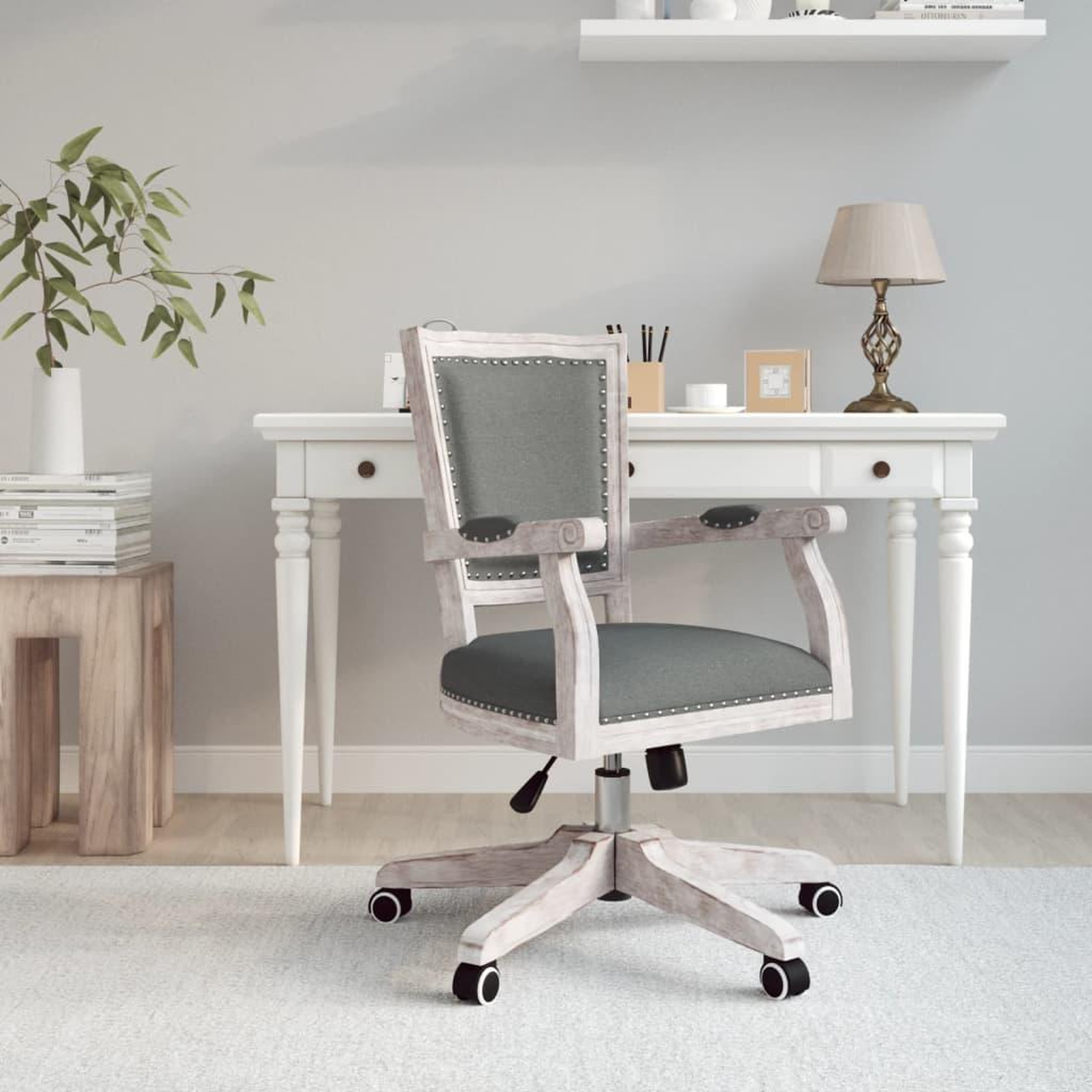 Voir la diapositive 1 : VIDAXL Chaise pivotante de bureau Gris fonce Tissu