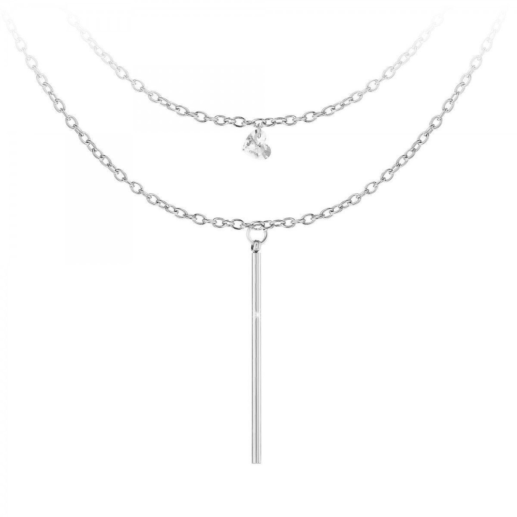 SC BOHEME Lot de 2 colliers SC Bohème en Acier Rhodié argenté orné de cristaux scintillants