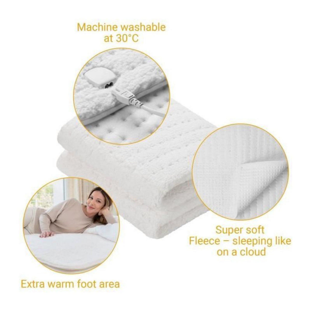 Medisana Surmatelas chauffant extra moelleux en polaire - MEDISANA - HU 672 - Chauffe-lit - 4 reglages - 3 minuteries - Lavable