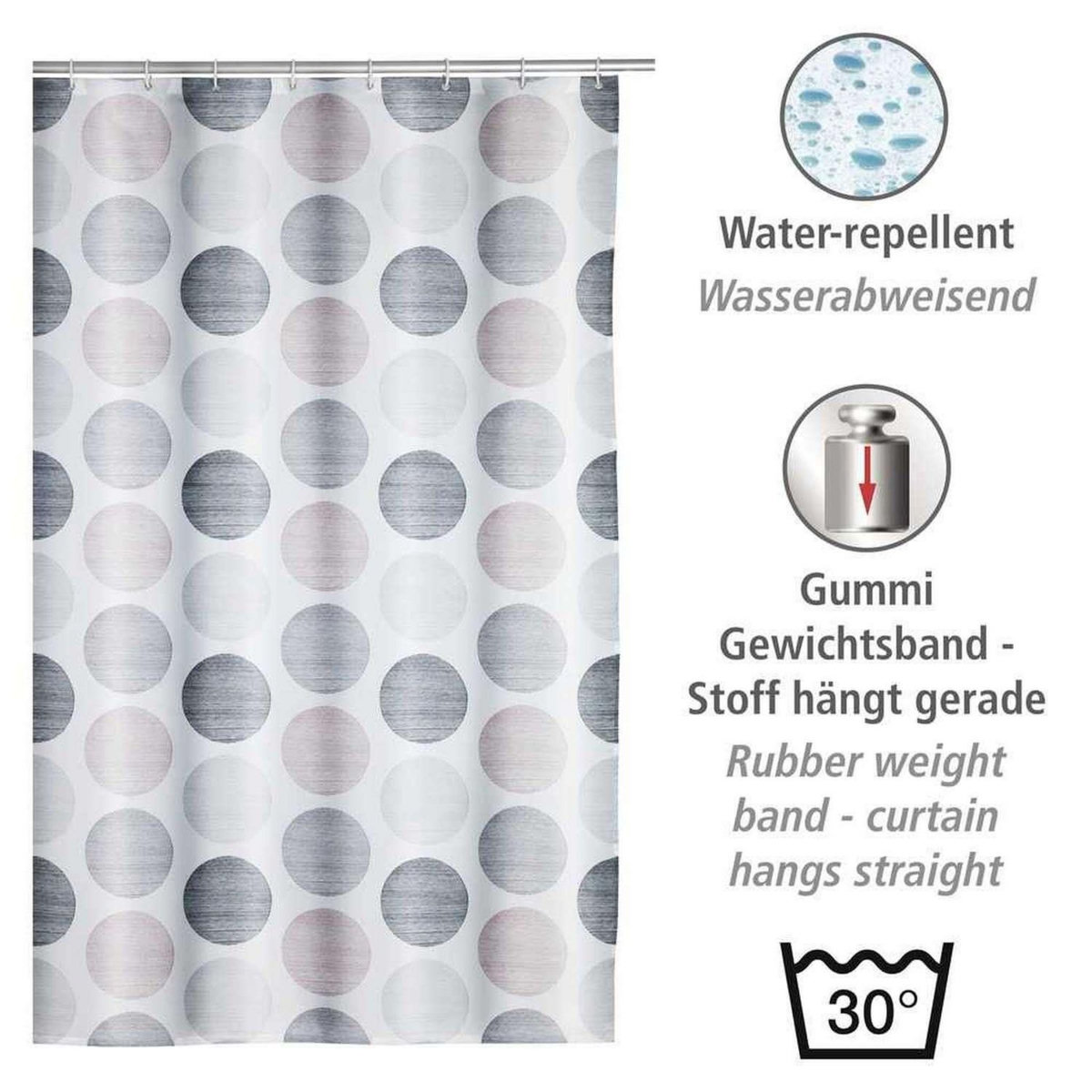 Wenko Rideau de douche à pois