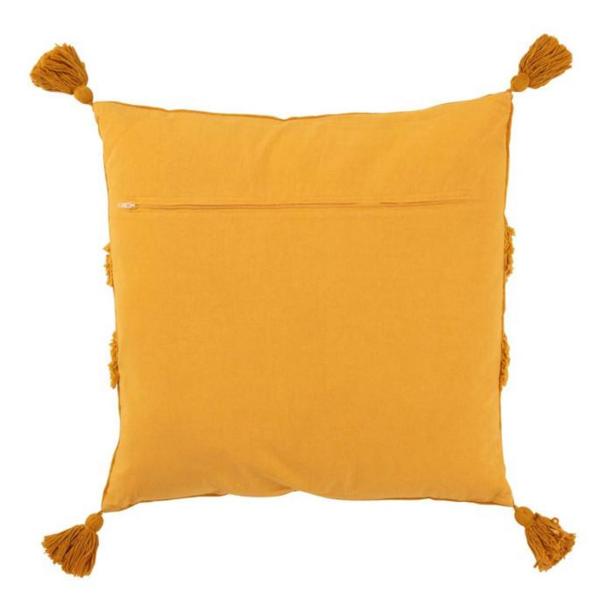 Paris Prix Coussin Déco Pompons  Happyful  63x63cm Ocre