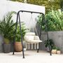 Voir la diapositive 2 : OUTSUNNY Chaise suspendue de jardin - grand coussin inclus - macramé coton polyester blanc cassé