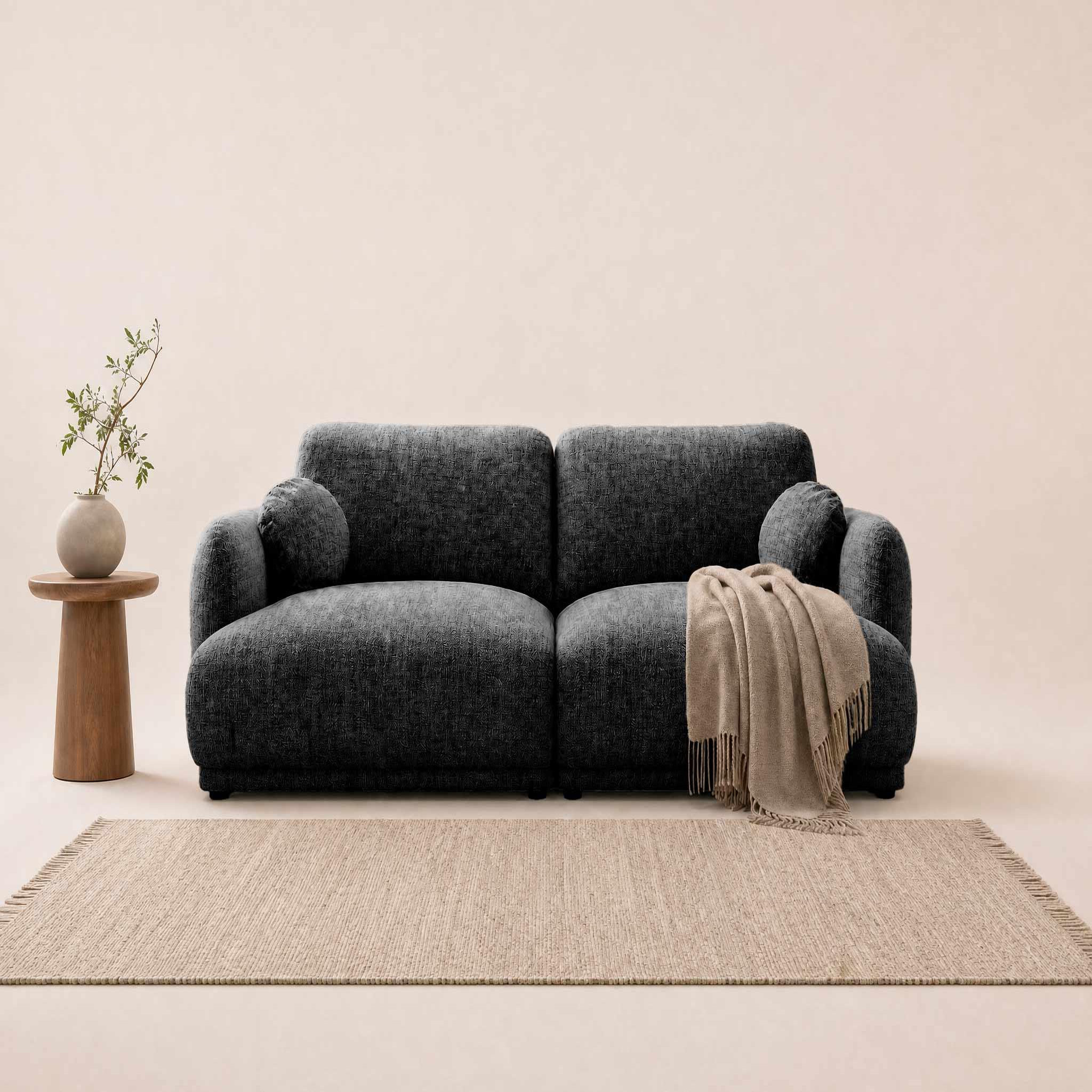 Voir la diapositive 2 : BEST MOBILIER Pietro - canapé droit 3 places en tissu texturé