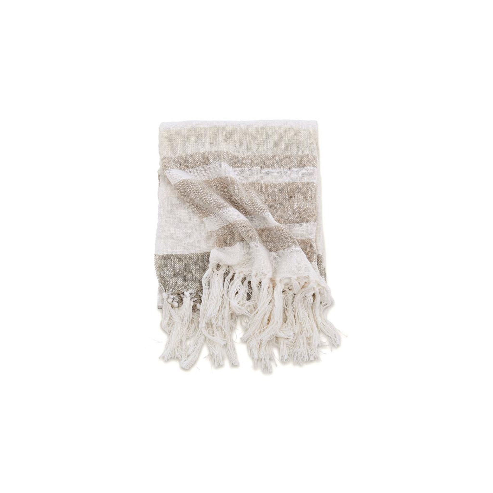 Voir la diapositive 3 : Paris Prix Plaid à franges  sandy  130x170cm beige & marron