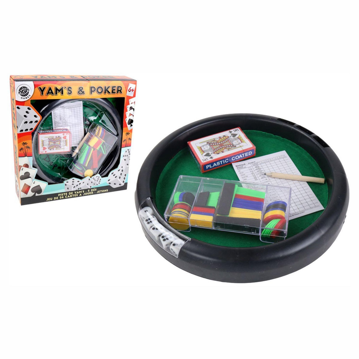 MGM Jeu Piste de Yams 5 dès et jetons +Jeu de Poker