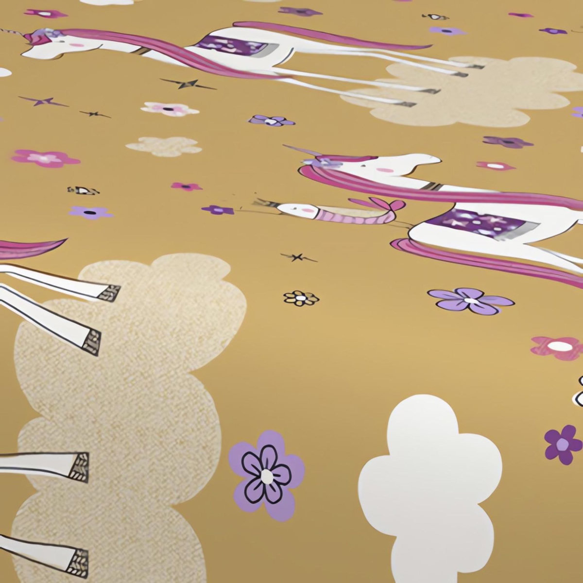 SOLEIL D'OCRE Parure de draps 180x290 cm LICORNES, 100% coton 57 fils/cm2, par Soleil d'Ocre