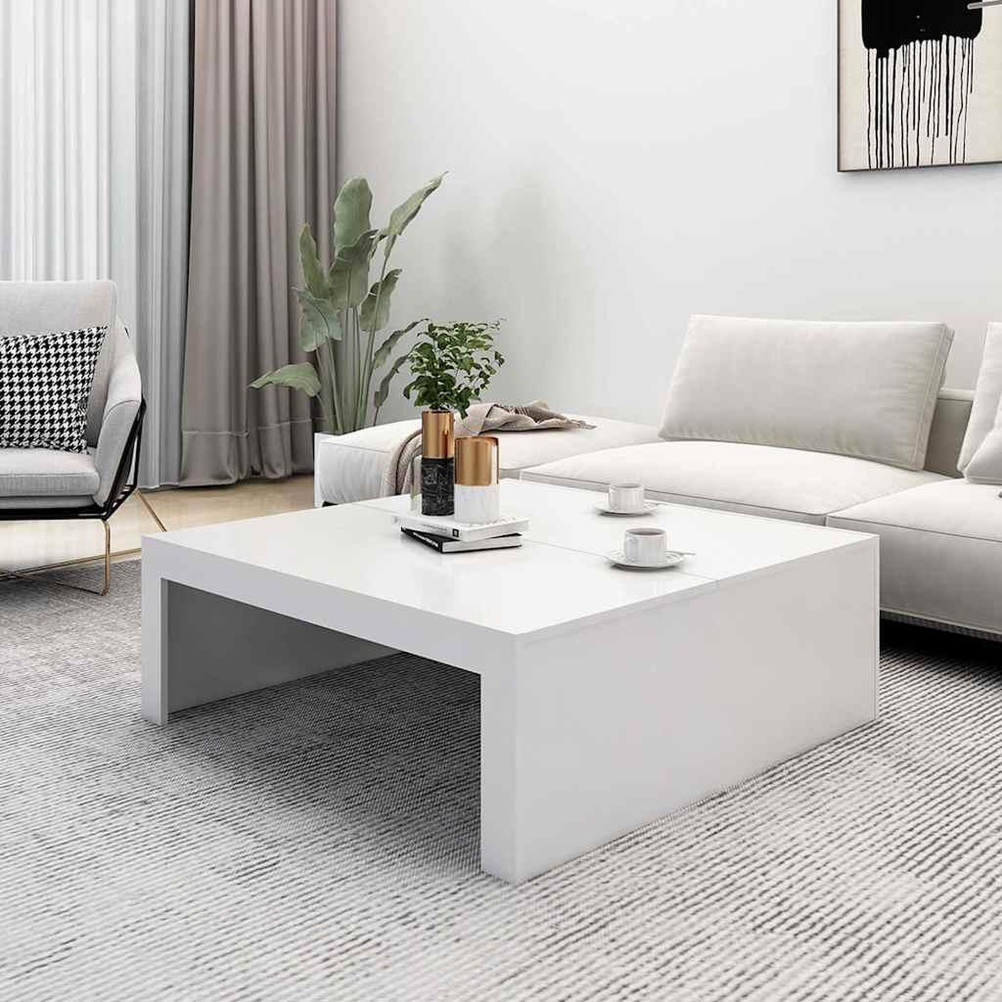 Voir la diapositive 3 : VIDAXL Table basse blanc 100x100x35 cm bois d'ingenierie