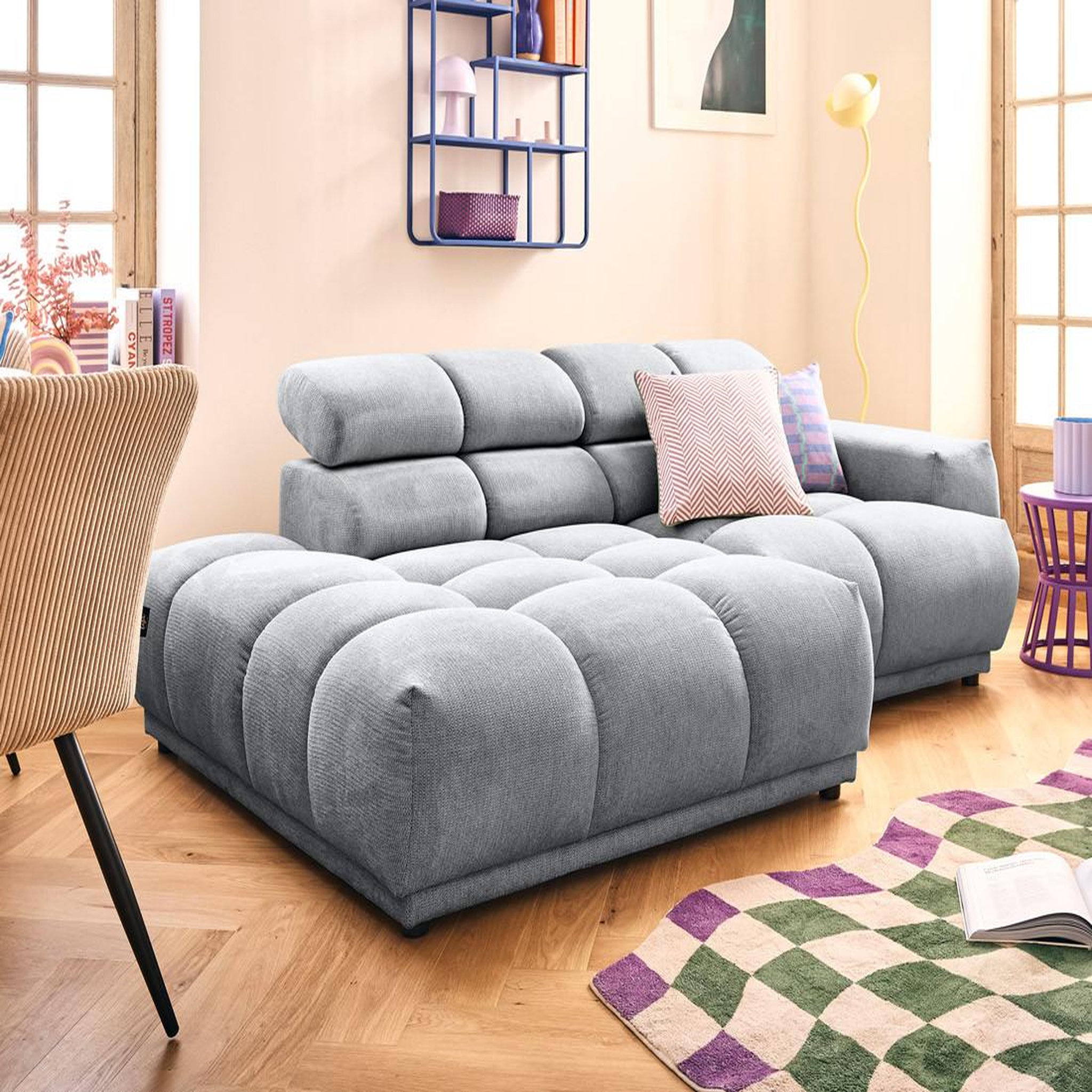 Voir la diapositive 4 : LISA DESIGN Matera - canapé d'angle gauche 4 places avec têtières réglables en tissu texturé