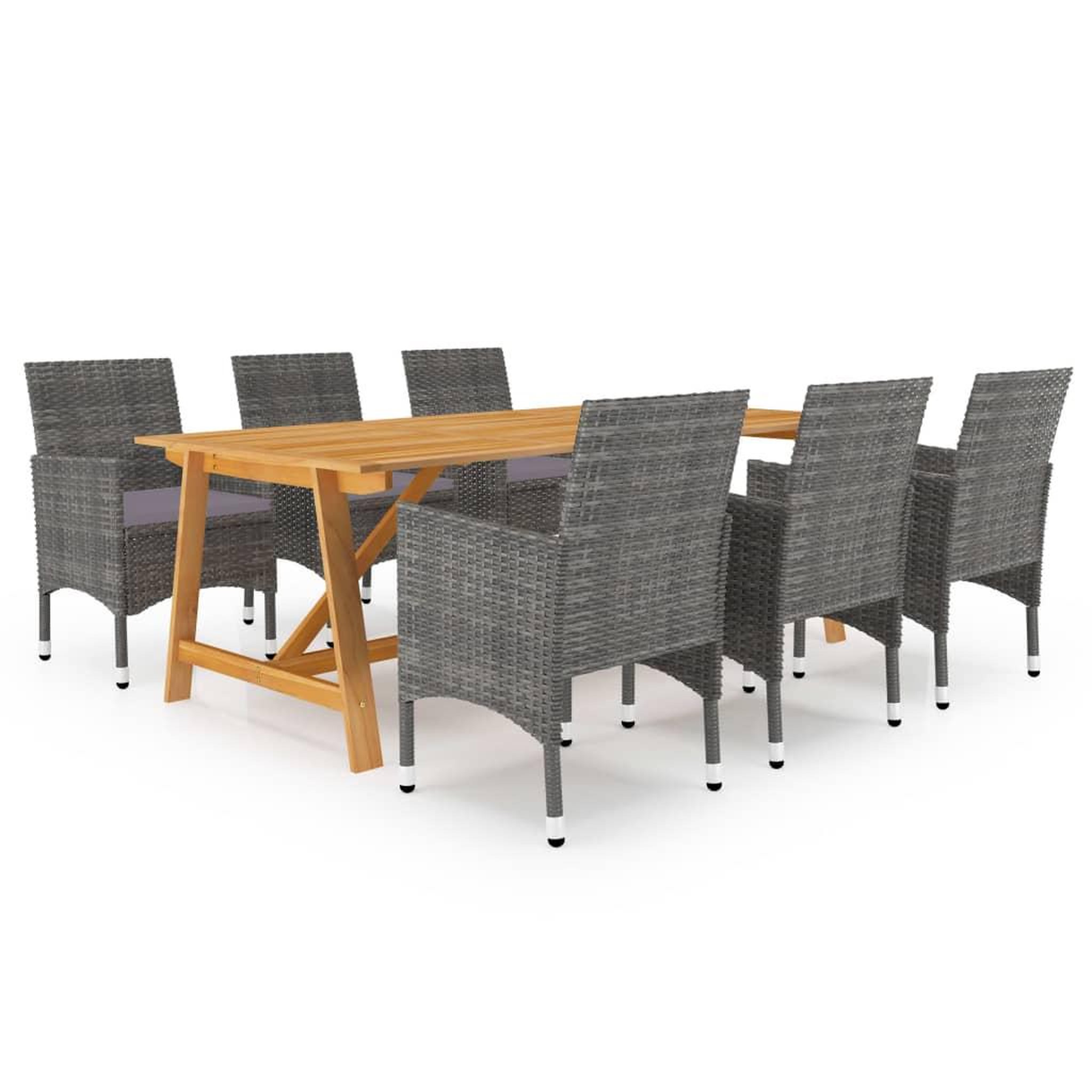 Voir la diapositive 1 : VIDAXL Ensemble a manger de jardin 7 pcs Gris