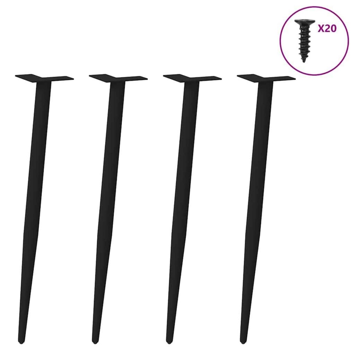 VIDAXL Pieds de table basse forme conique 4 pcs noir 72-73 cm acier