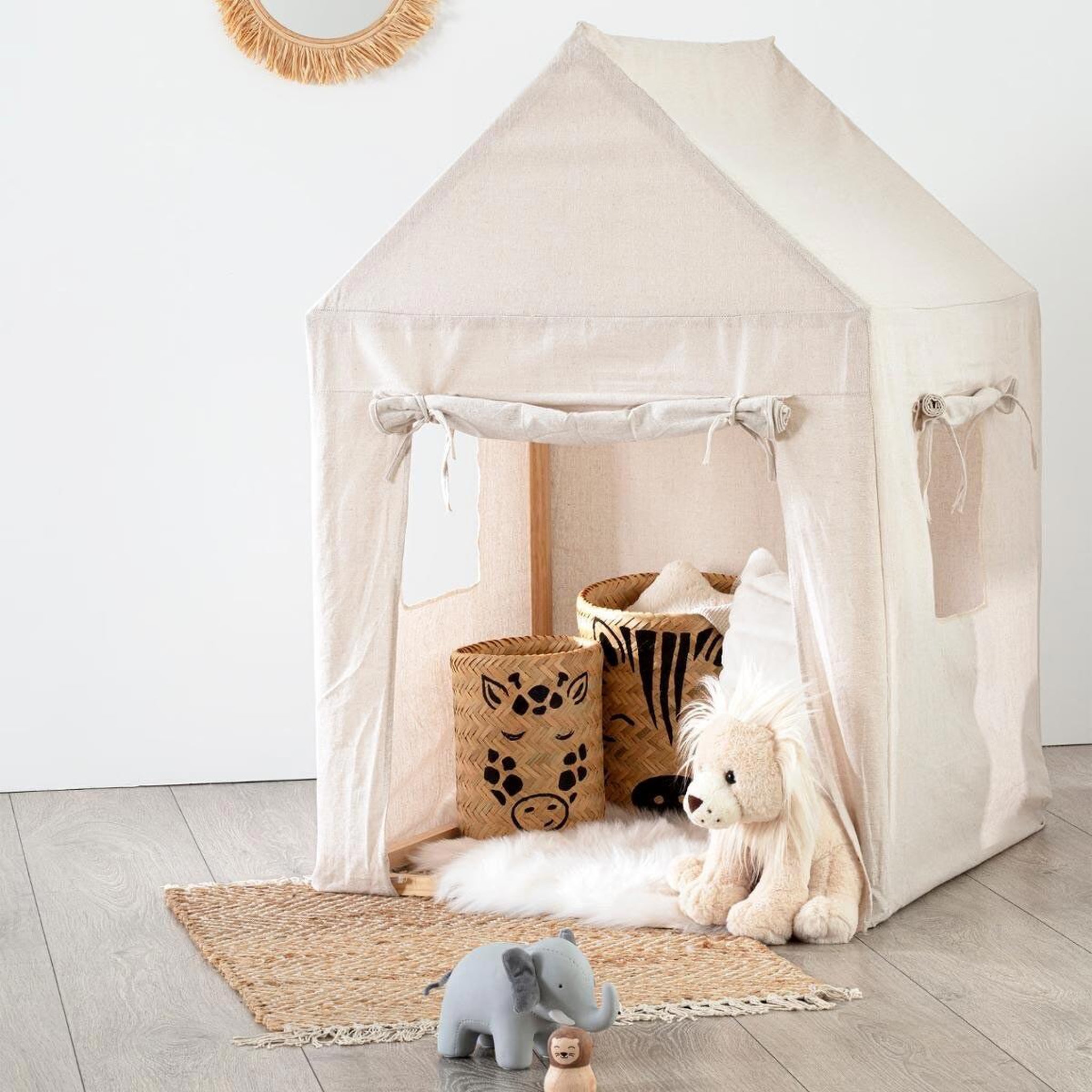Voir la diapositive 5 : Atmosphera Kids Maison déco enfant  pin & toile  116cm beige