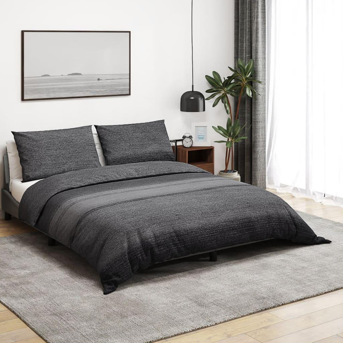 VIDAXL Ensemble de housse de couette gris fonce 140x200 cm Coton