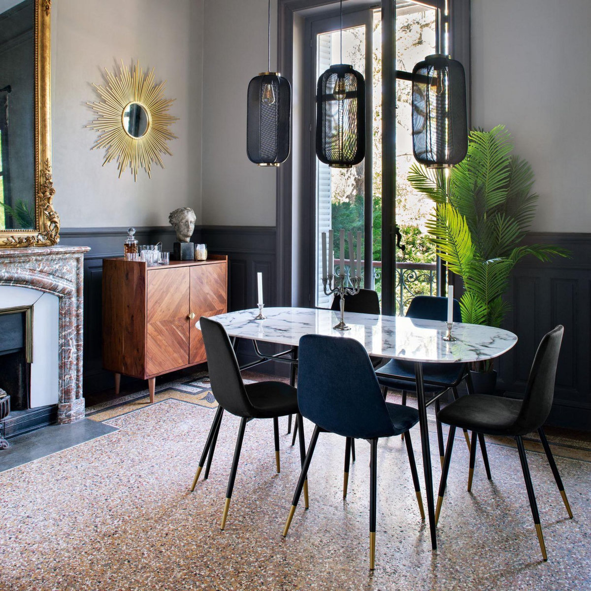 ATMOSPHERA Lot de 4 Chaises design velours Tyka