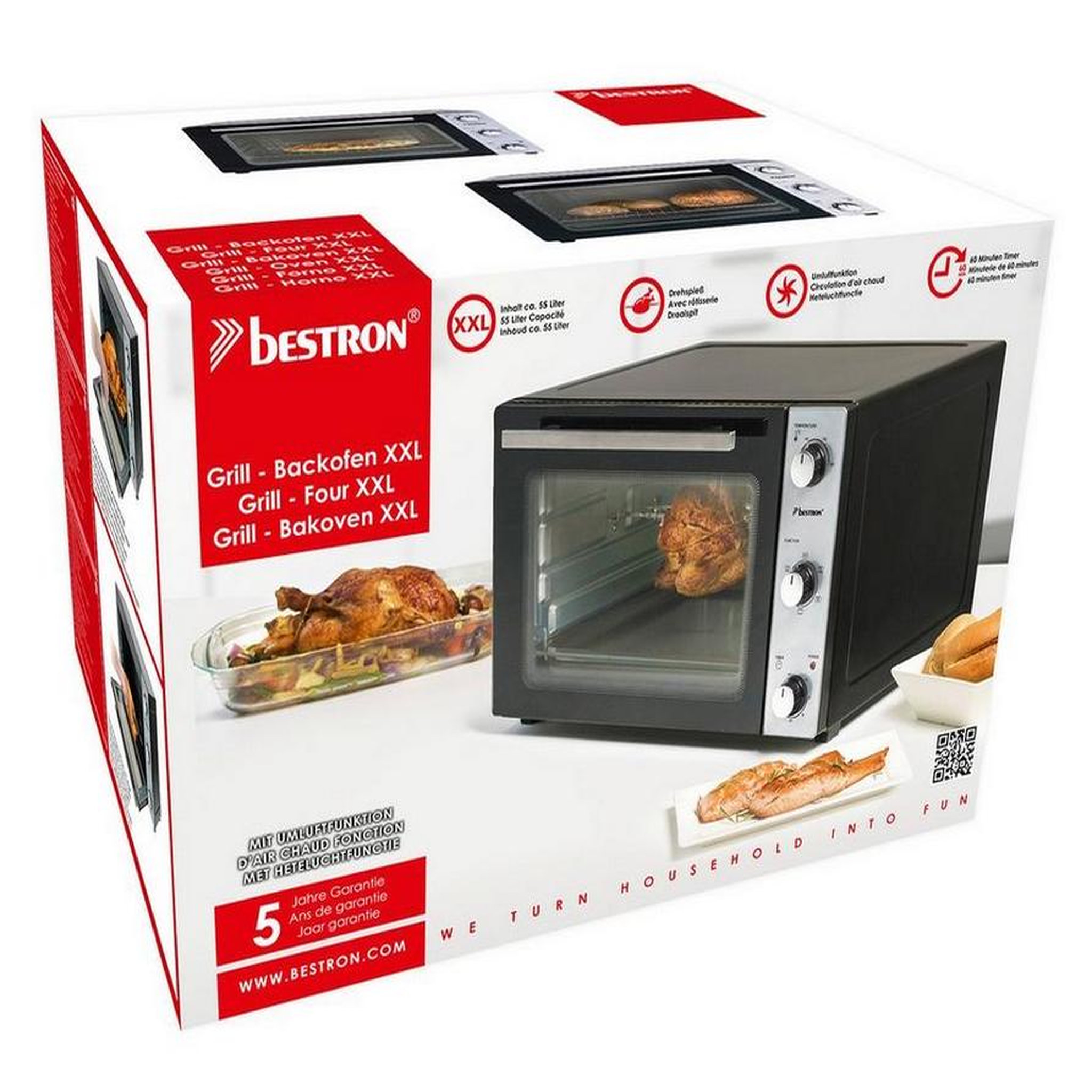Voir la diapositive 6 : Bestron Four grill 55l 2000w noir/inox - aov55
