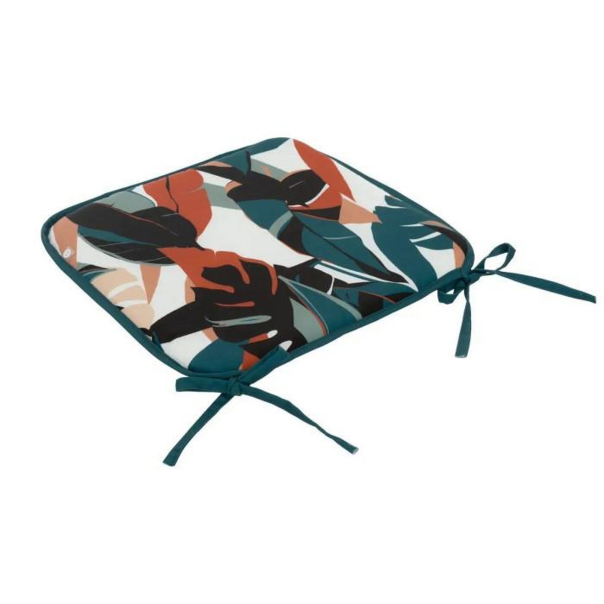 ATMOSPHERA Galette de Chaise Imprimée  Feuilles  38x38cm Bleu Canard