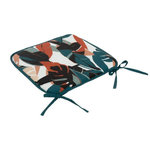 ATMOSPHERA Galette de Chaise Imprimée  Feuilles  38x38cm Bleu Canard