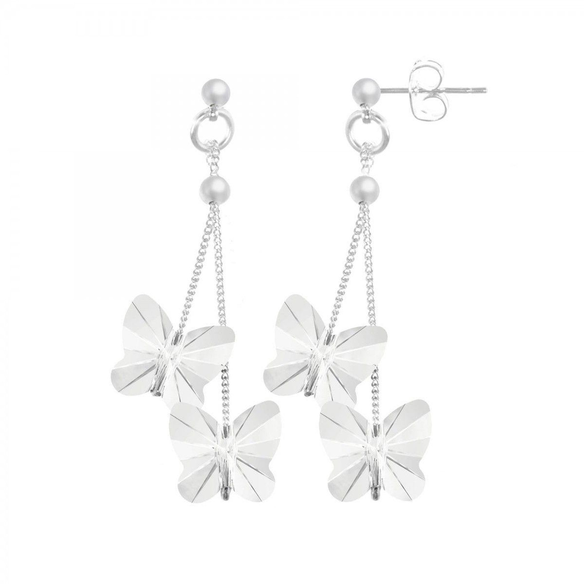 SC CRYSTAL Boucles d'oreilles SC Crystal papillons ornées de Cristaux scintillants