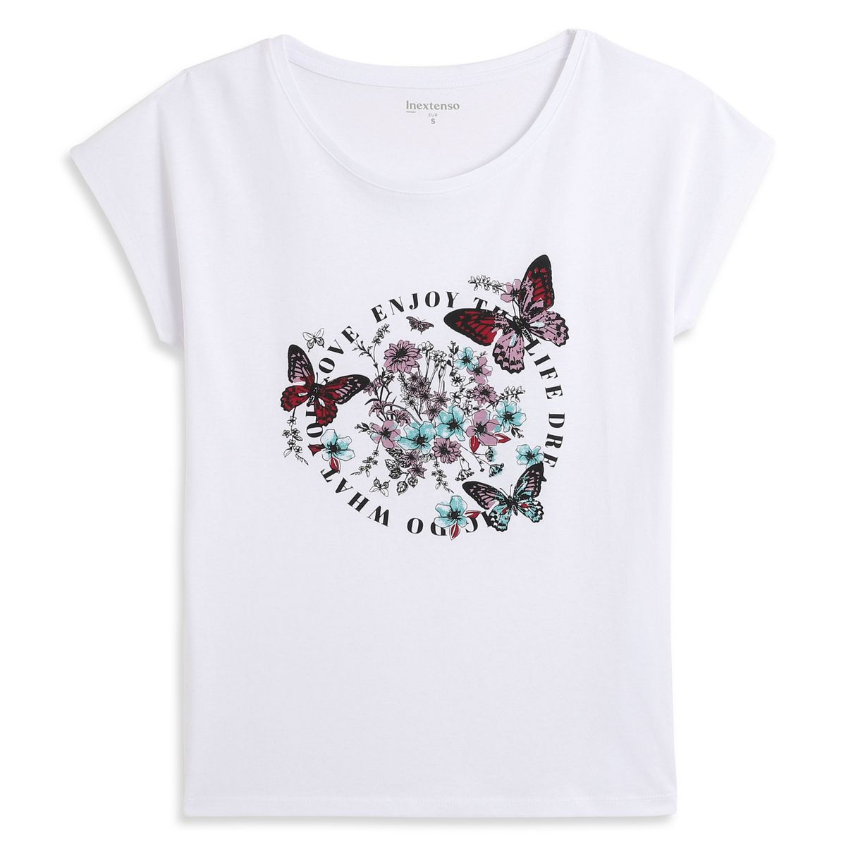 INEXTENSO T-shirt manche courte blanc fantaisie femme