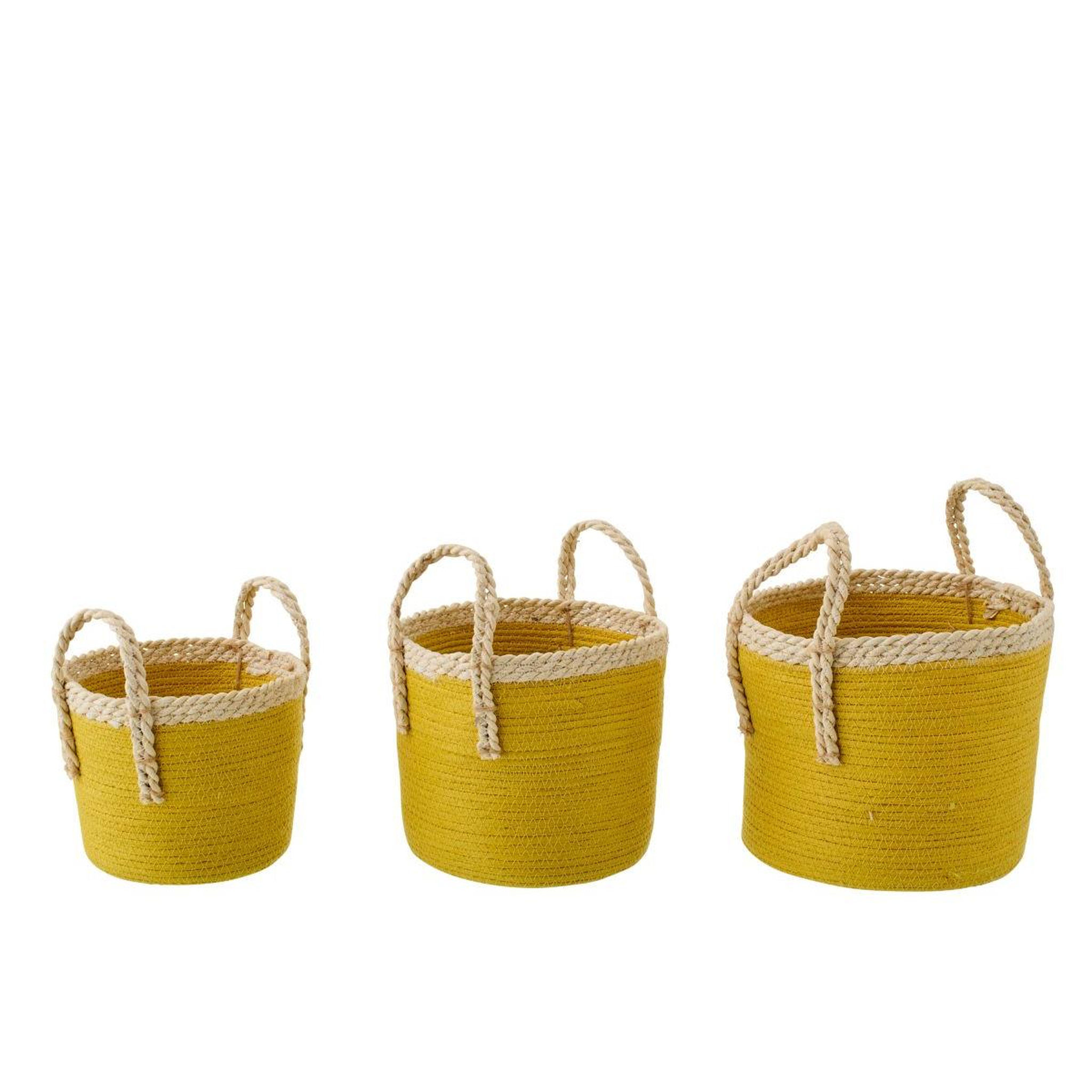 Voir la diapositive 2 : J-LINE Lot de 3 paniers de rangement  issac  29cm moutarde