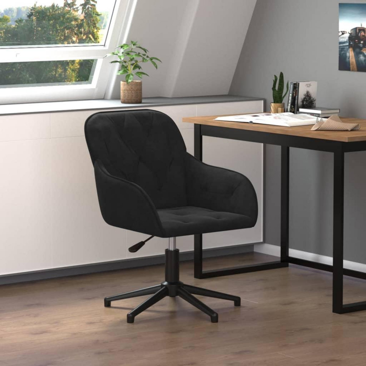 VIDAXL Chaise pivotante de bureau Noir Velours