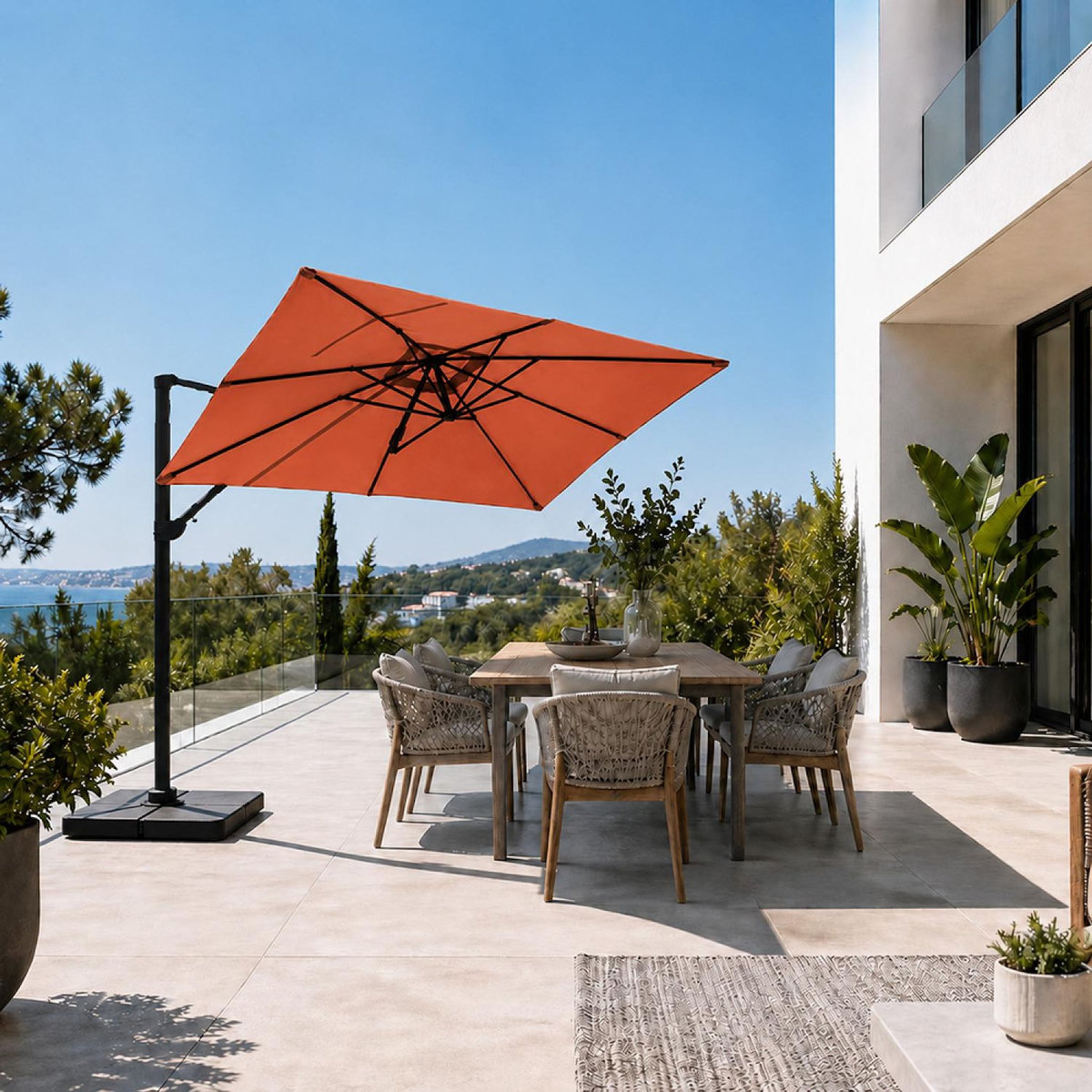 CONCEPT USINE Parasol rectangulaire 2x3m déporté rotatif terracota PIANA