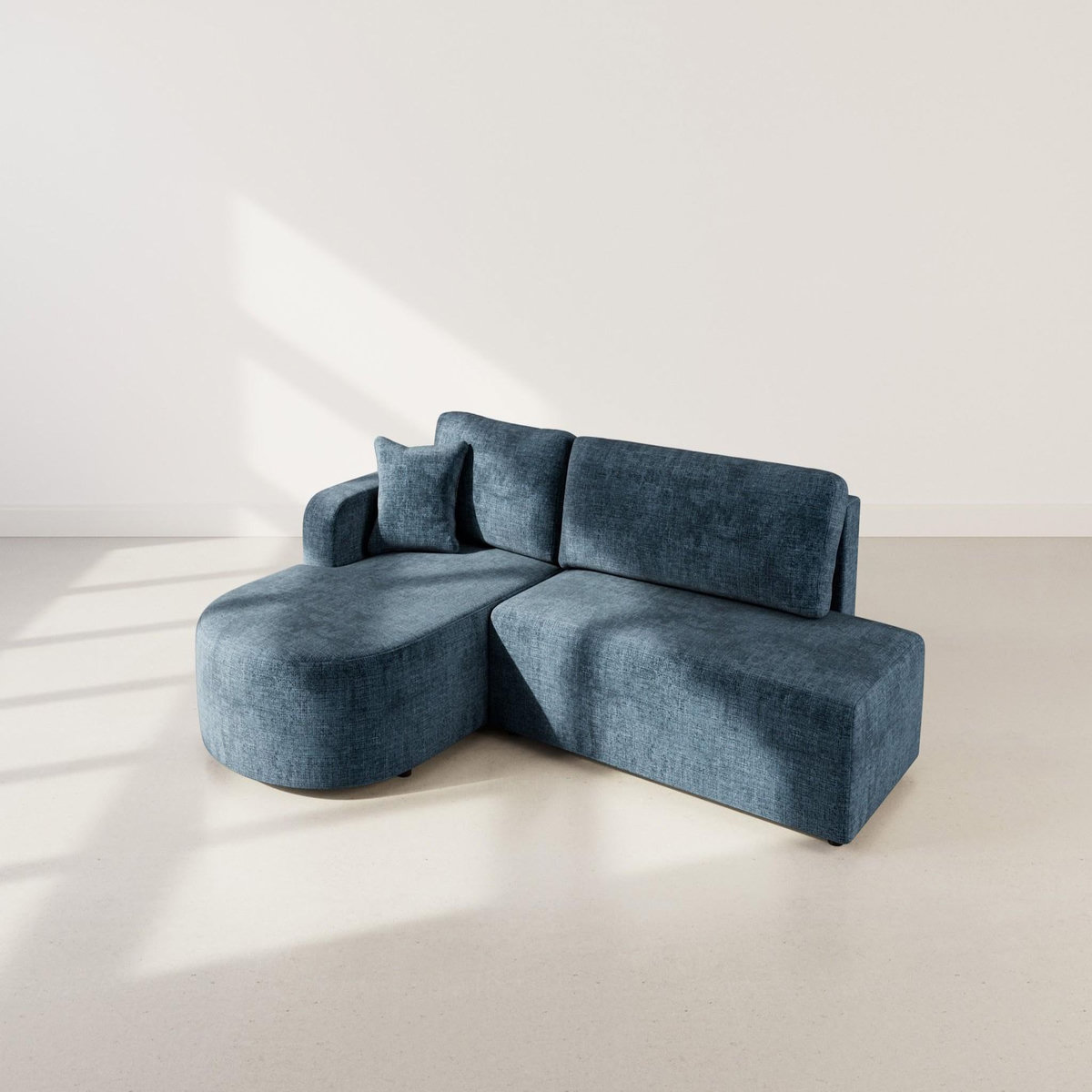 BEST MOBILIER Miro - canapé d'angle gauche 4 places convertible avec coffre en velours texturé