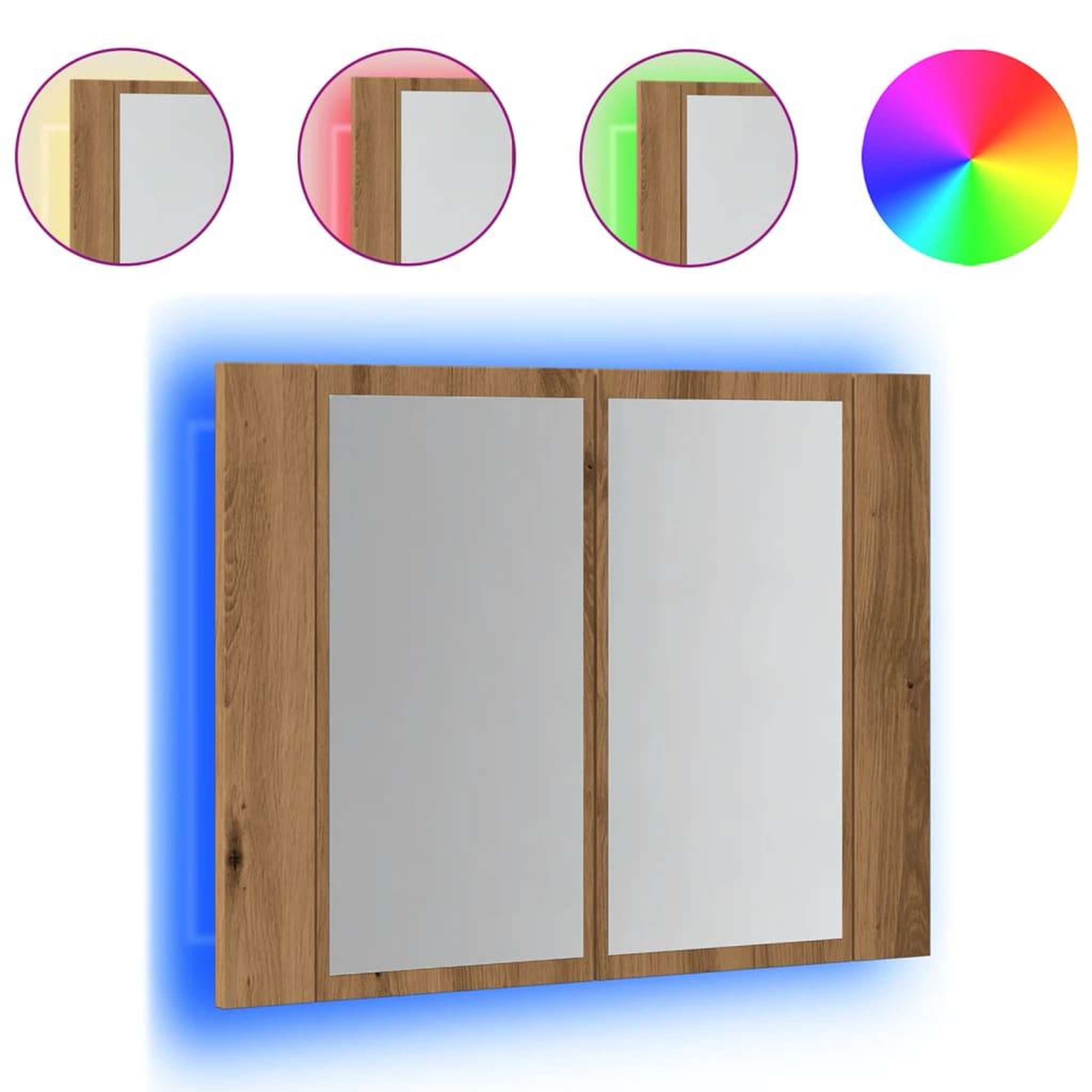 Voir la diapositive 2 : VIDAXL Armoire a miroir LED chene artisanal 60x12x45cm bois ingenierie