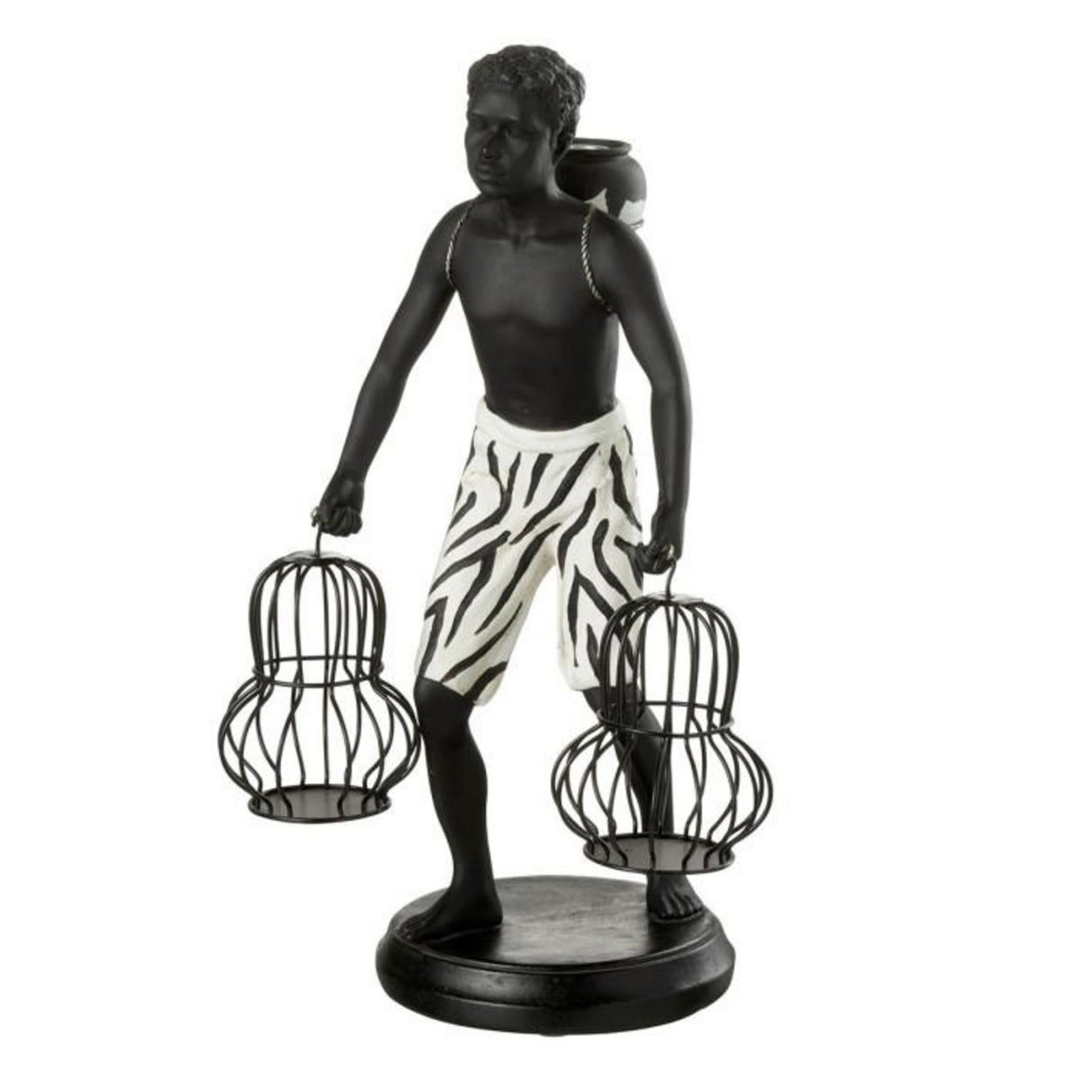 Paris Prix Statuette Déco  Garçon Debout Panier  31cm Noir