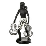 Paris Prix Statuette Déco  Garçon Debout Panier  31cm Noir