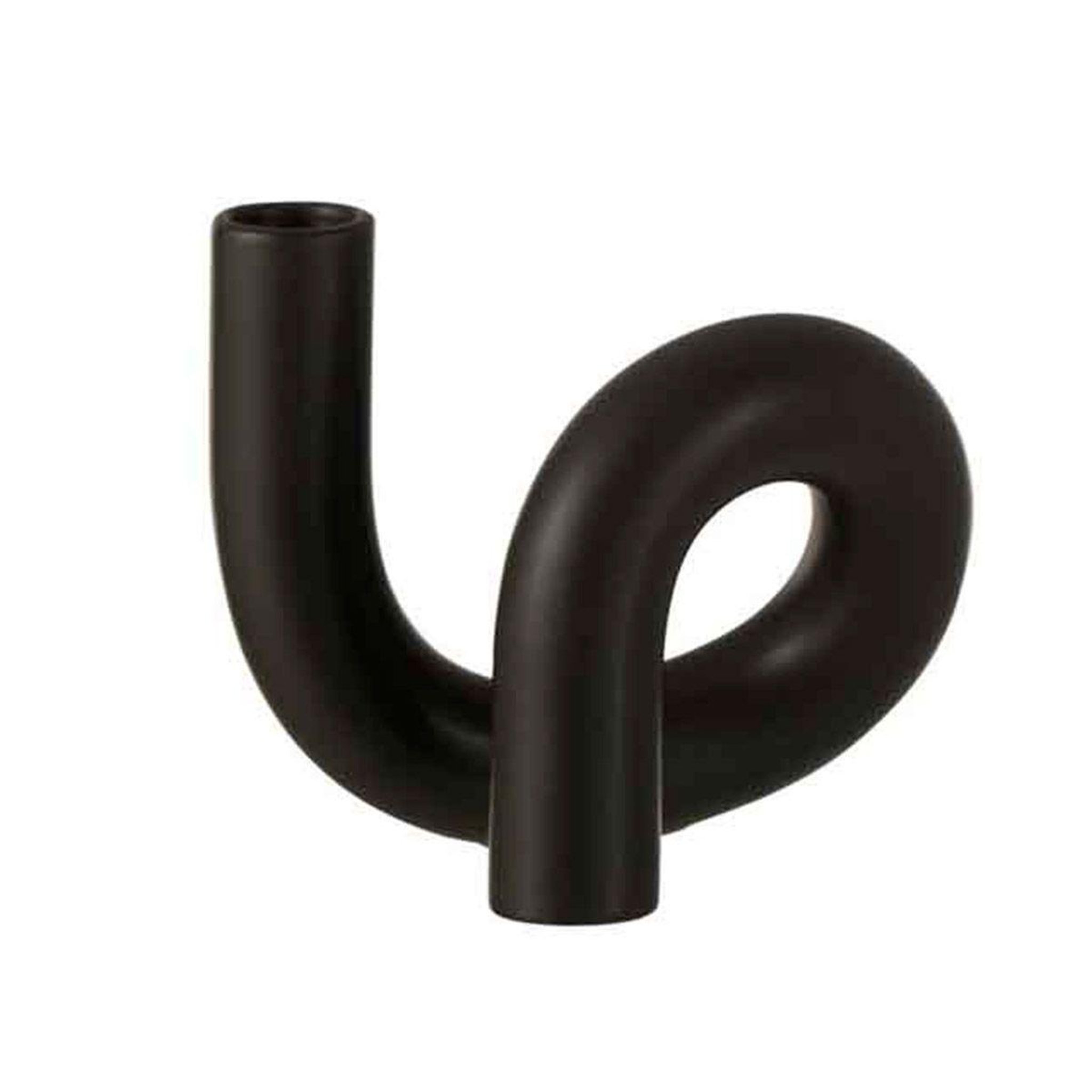 Voir la diapositive 1 : J-LINE Bougeoir 1 bougie déco  torsion  17cm noir