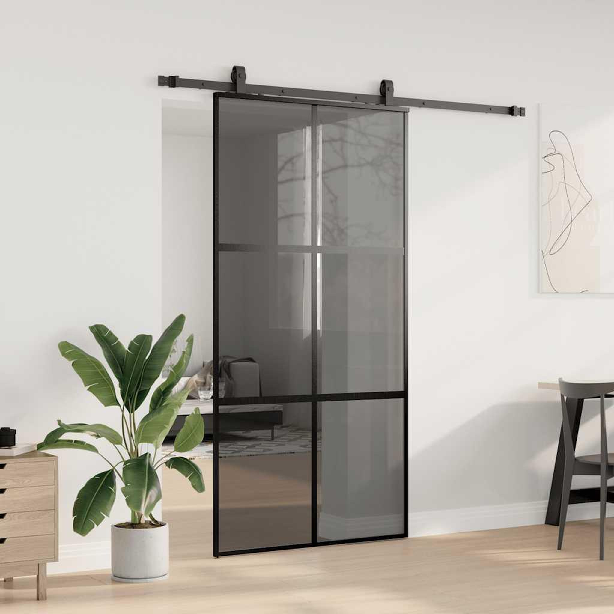 Voir la diapositive 3 : VIDAXL Porte coulissante avec kit de quincaillerie noir 102,5x205 cm