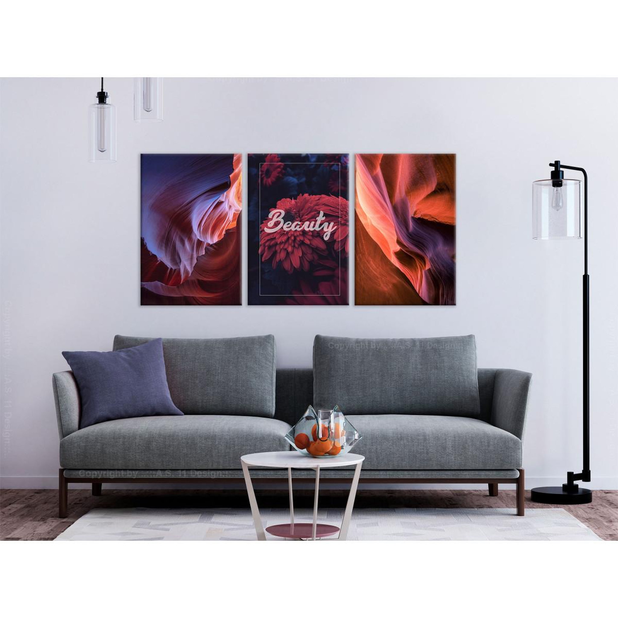 Voir la diapositive 2 : Paris Prix Tableau imprimé  beauty of canyons 3 panneaux  60x120cm
