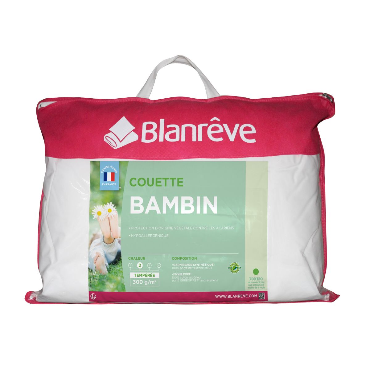 BLANREVE Couette bébé coton tempérée anti-acariens BAMBIN