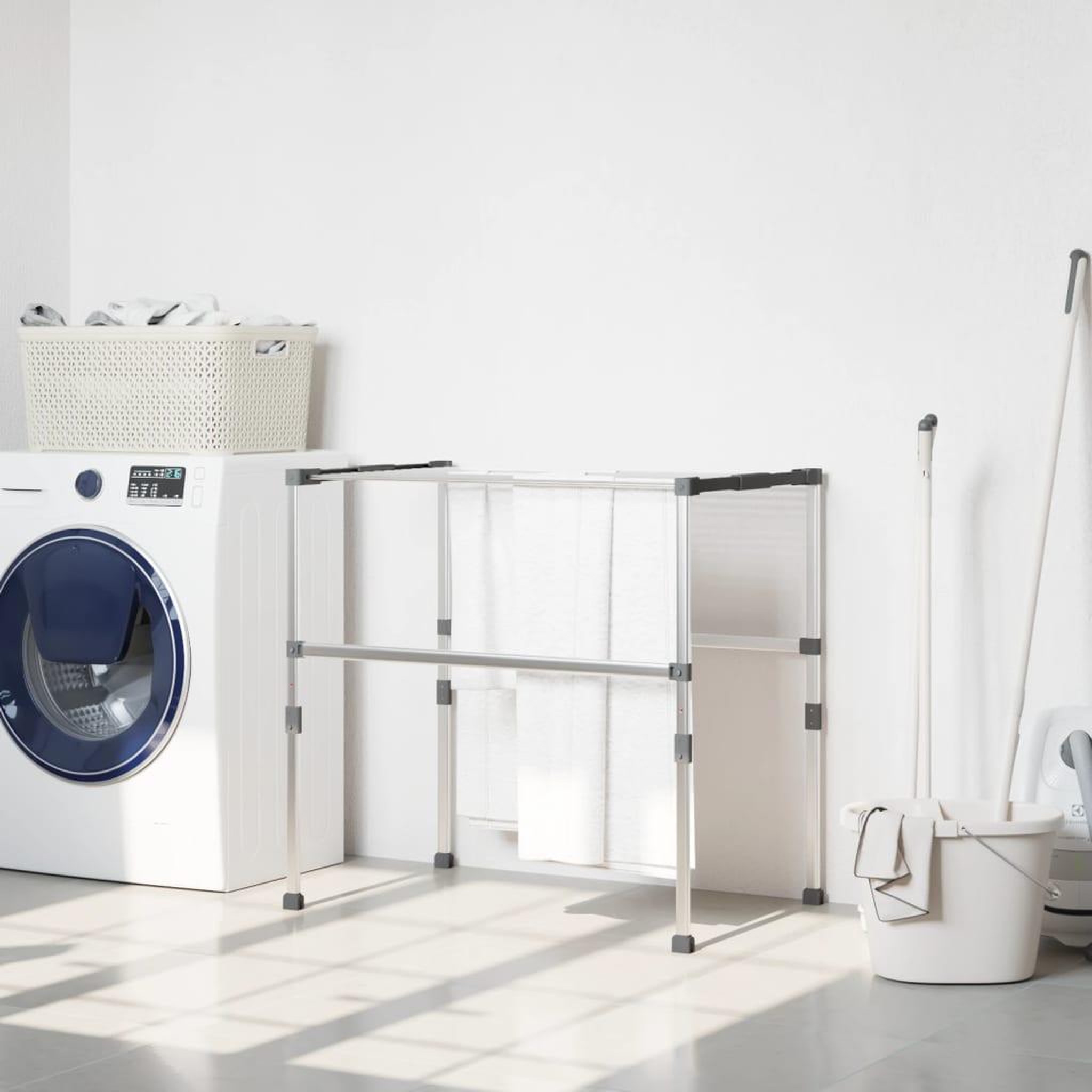 Voir la diapositive 1 : VIDAXL Sechoir a linge 83x(50-55)x(40-85) cm aluminium