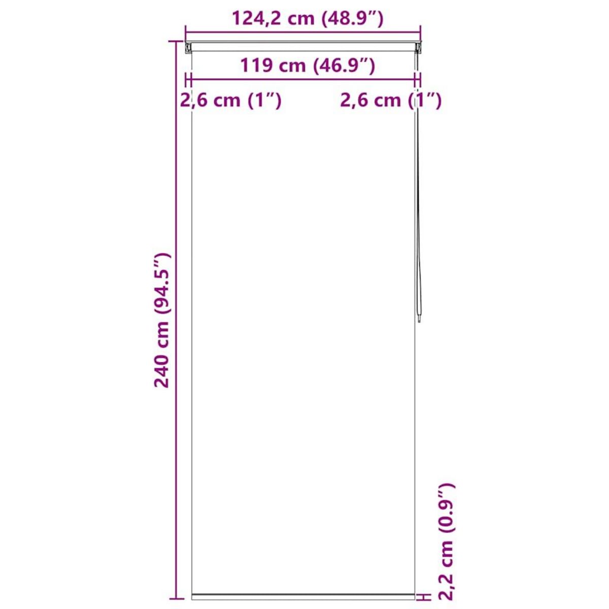 VIDAXL Store roulant de douche 120x240 cm Eclaboussures