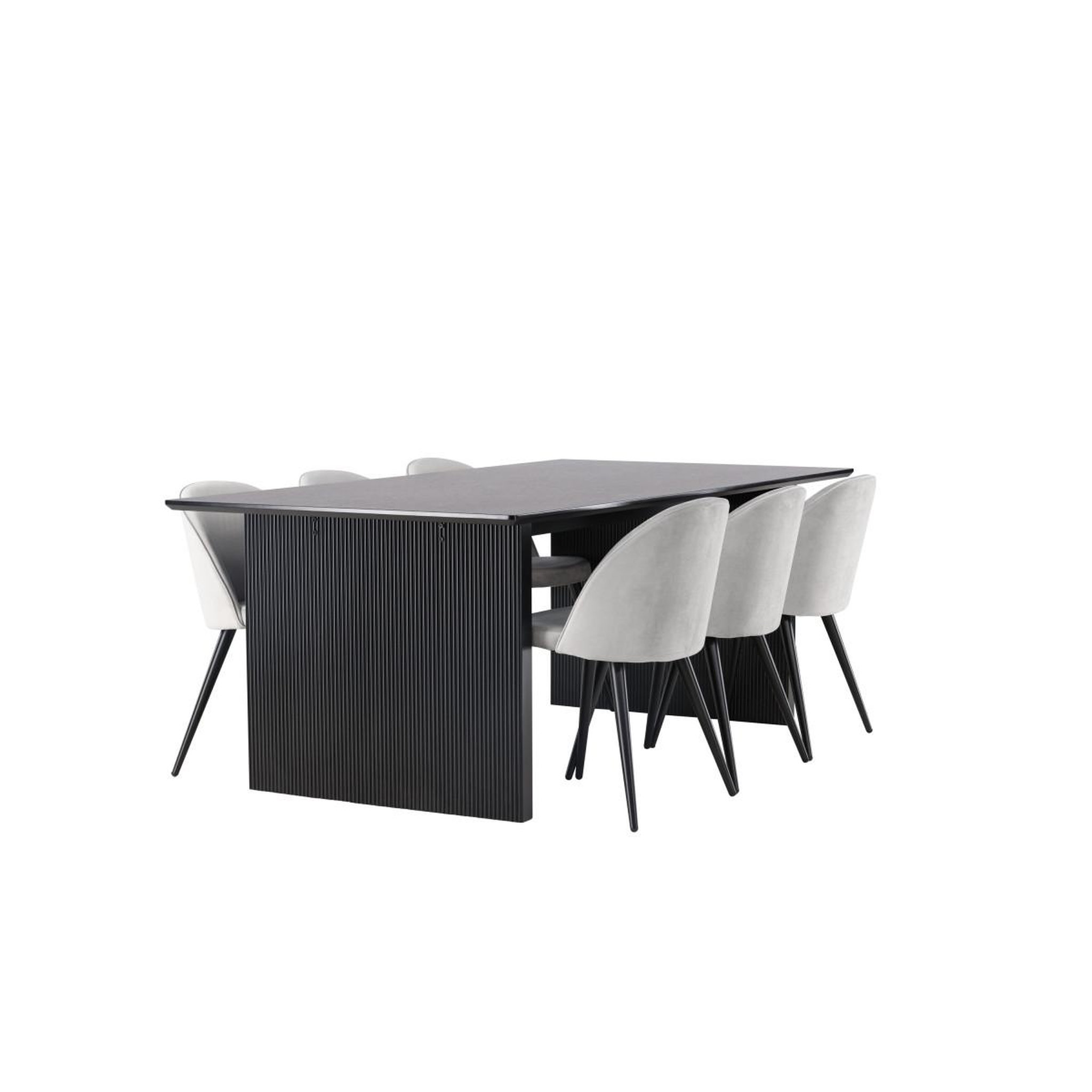 Voir la diapositive 4 : Paris Prix Ensemble table à manger & 6 chaises  vail & velvet  200cm gris & noir