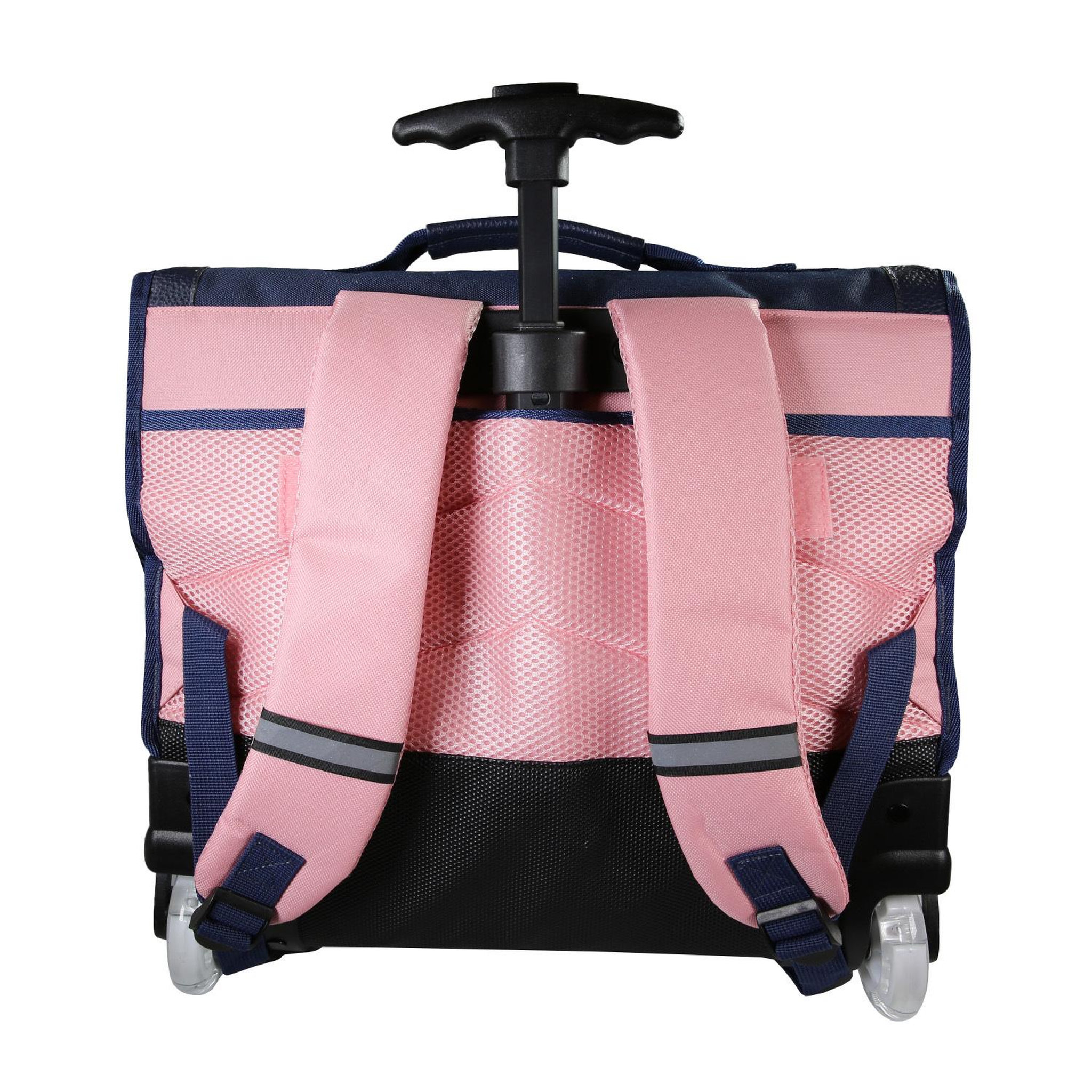 Voir la diapositive 4 : Bagtrotter Phileas – cartable à roulettes 41 cm cygne – bleu et rose – fille – 2 compartiments