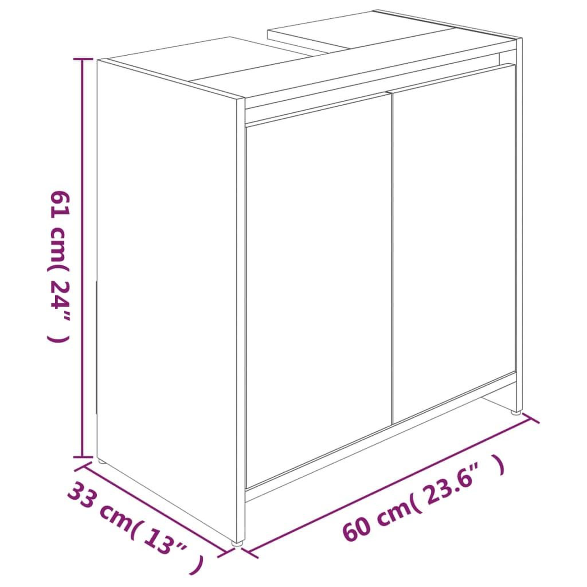 Voir la diapositive 6 : VIDAXL Armoire de bain Sonoma gris 60x33x61 cm Bois d'ingenierie