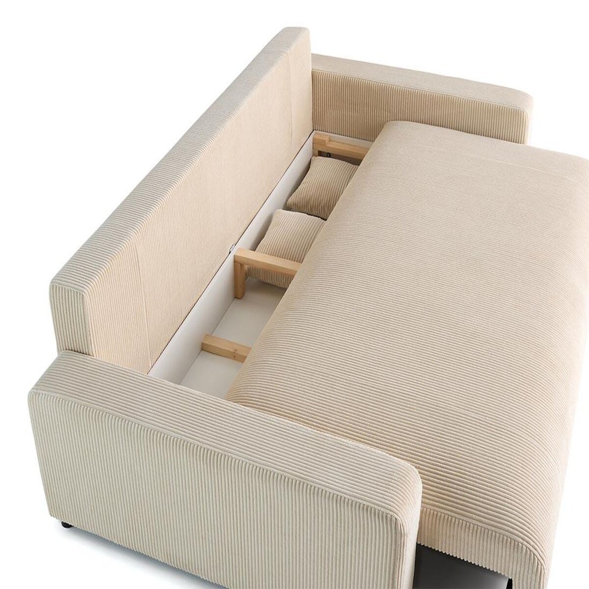 LISA DESIGN Pivoine - canapé droit 3 places - convertible avec coffre - en velours côtelé