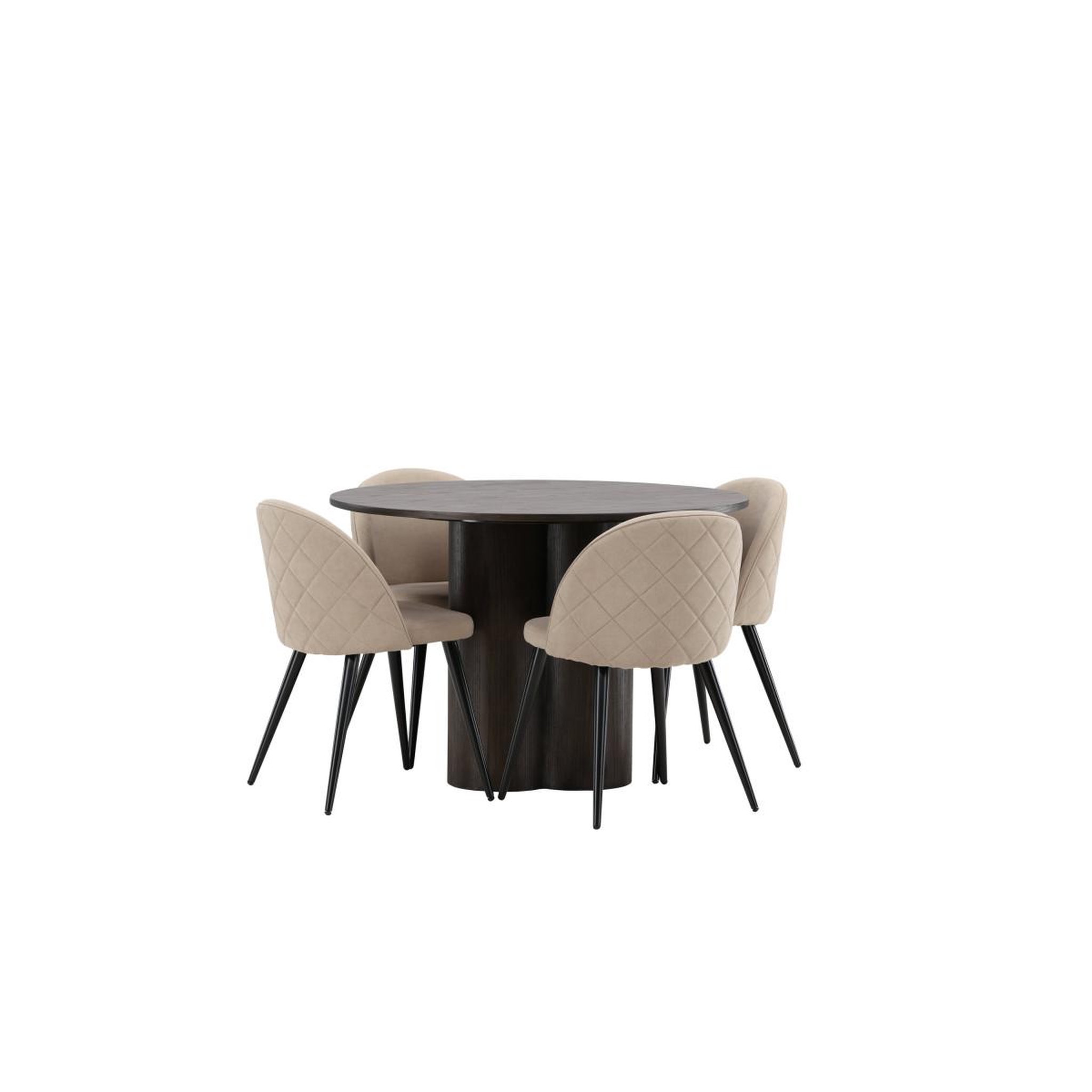 Voir la diapositive 3 : Paris Prix Ensemble table à manger & 4 chaises  olivia & velvet  110cm moka & beige