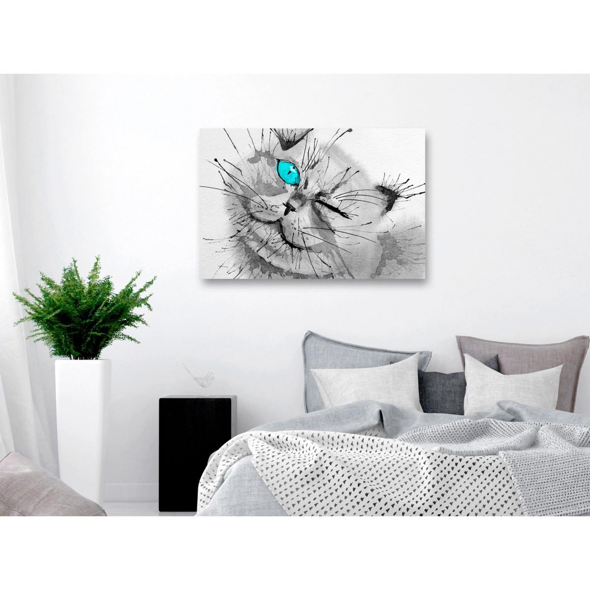 Voir la diapositive 2 : Paris Prix Tableau imprimé  happy look wide blue