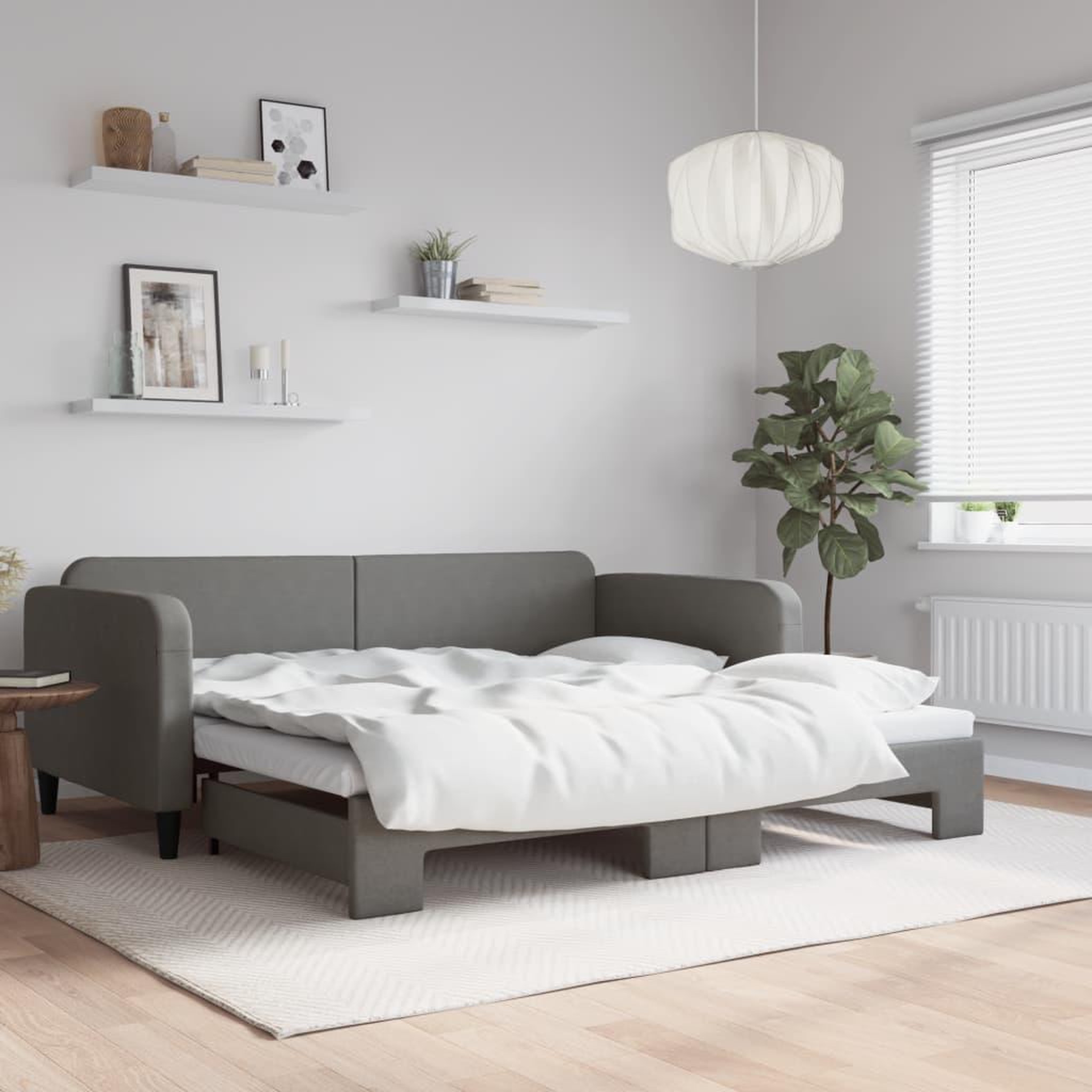 VIDAXL Lit de jour avec gigogne sans matelas gris fonce 100x200 cm