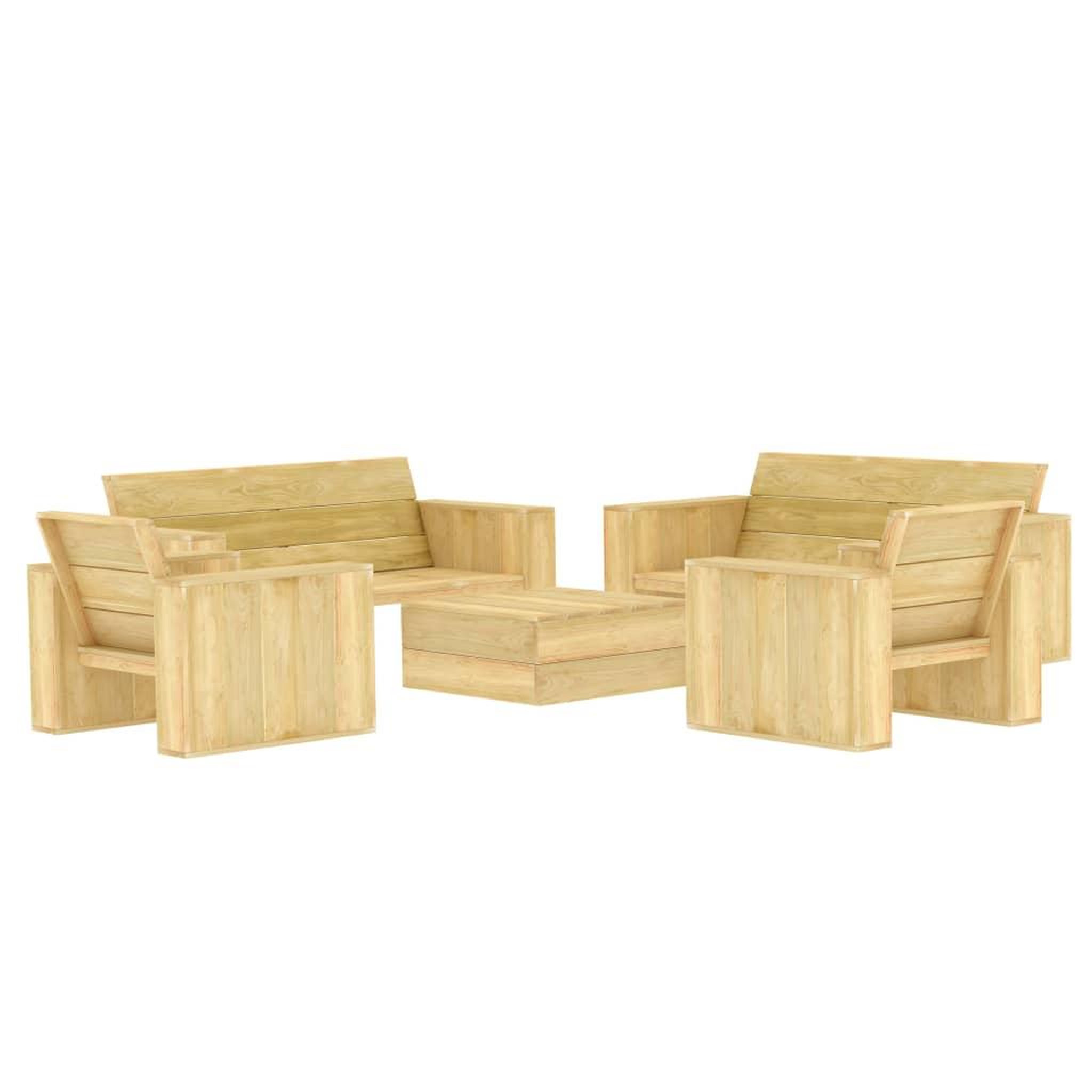 Voir la diapositive 1 : VIDAXL Salon de jardin 5 pcs Bois de pin impregne