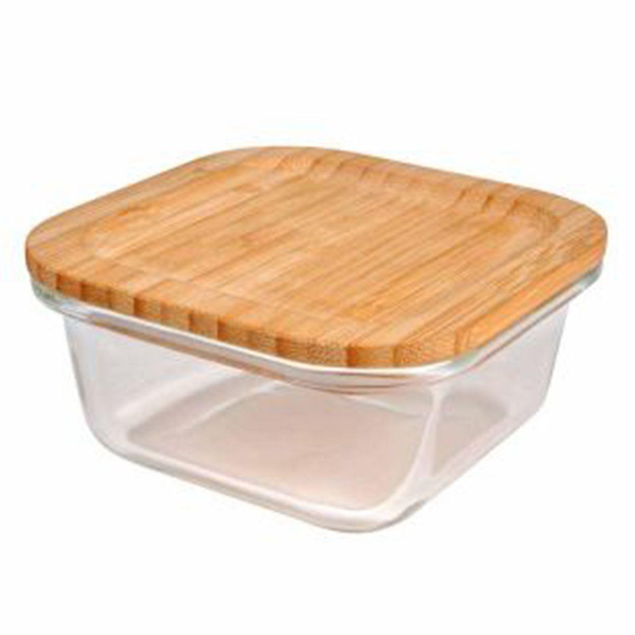 Voir la diapositive 1 : HOMEA Boîte de conservation carrée  bambou  0,8l naturel